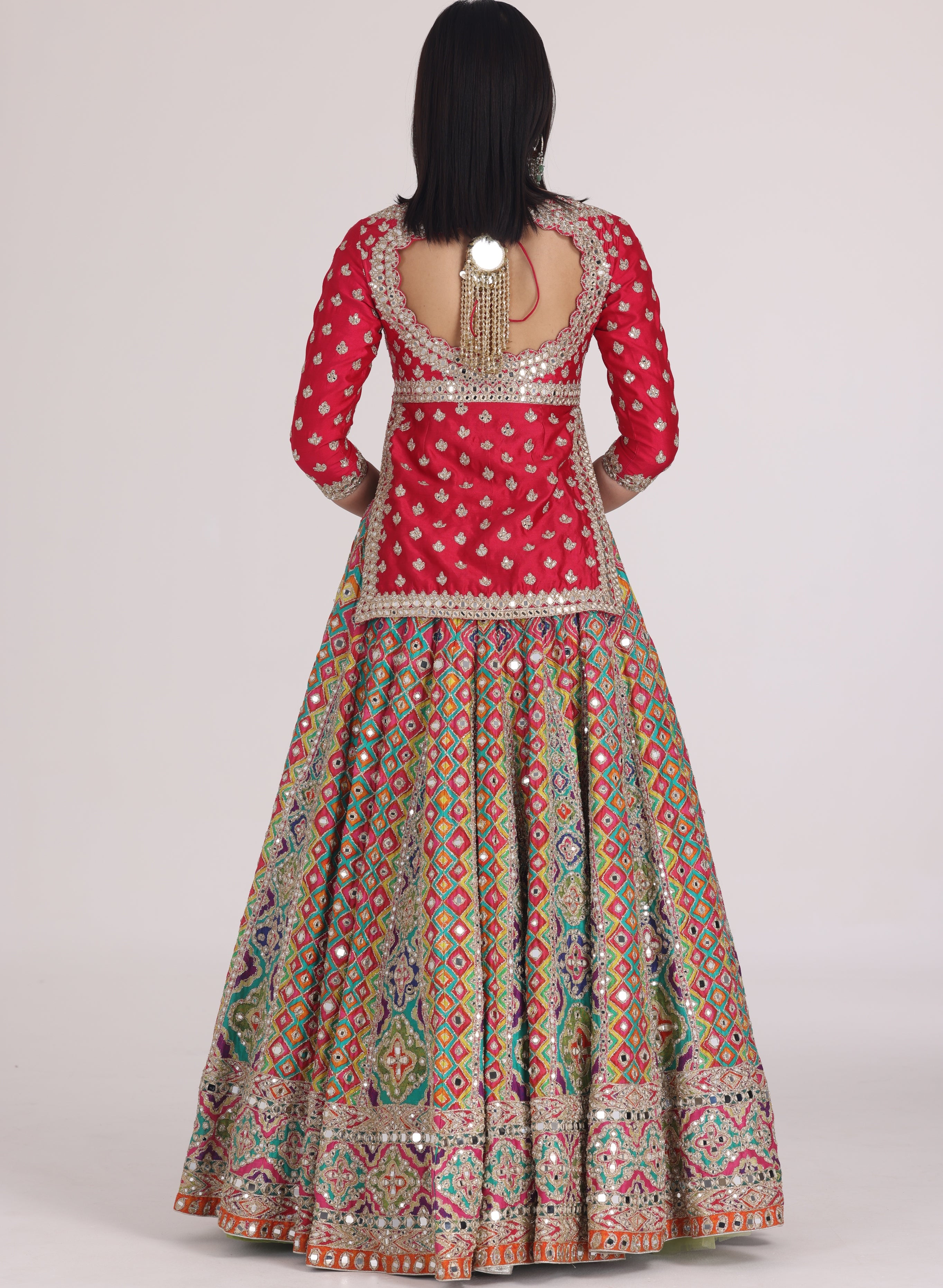 Multicolour Begam Choli Lehenga Set