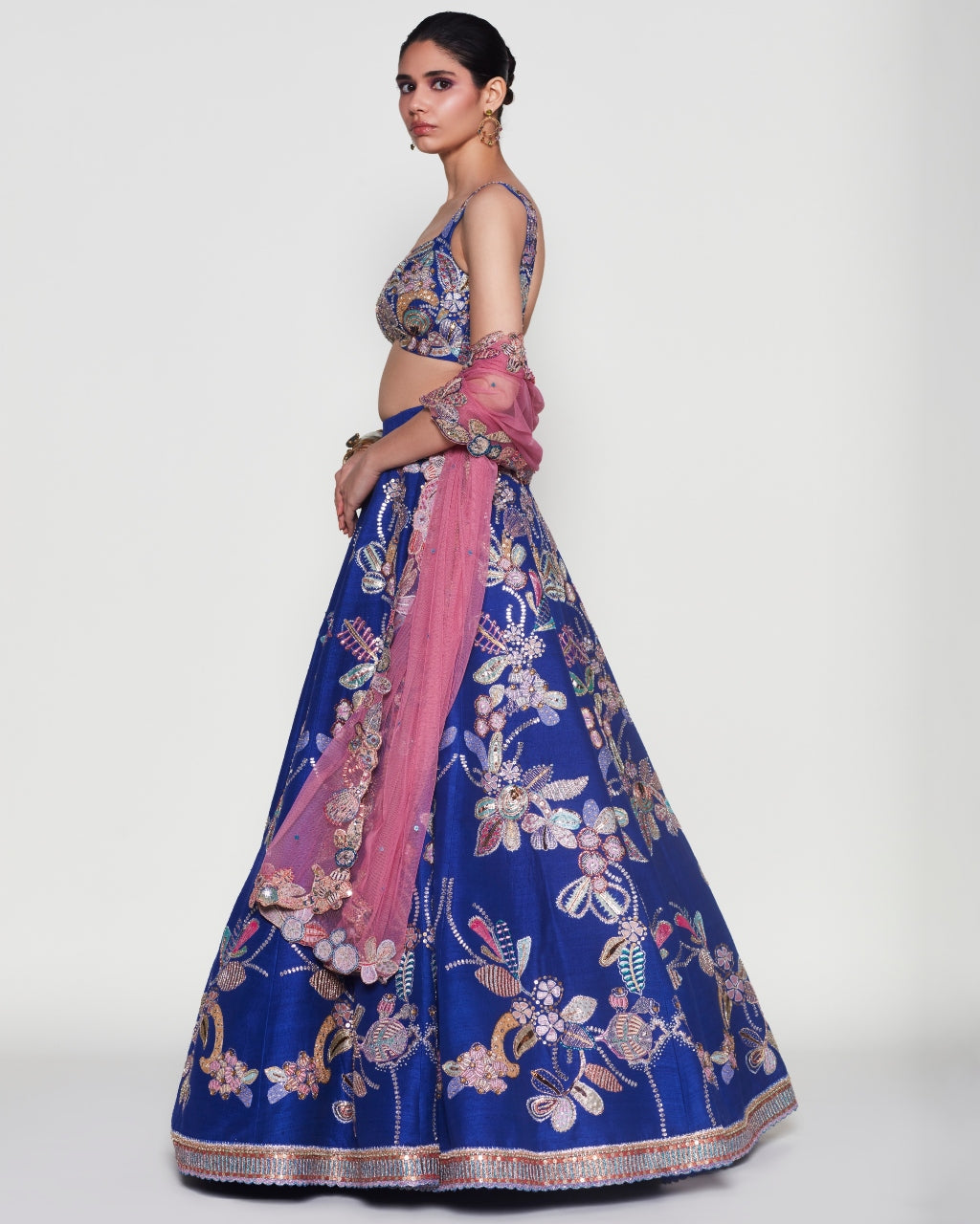 Electric blue Bleue Lehenga Set