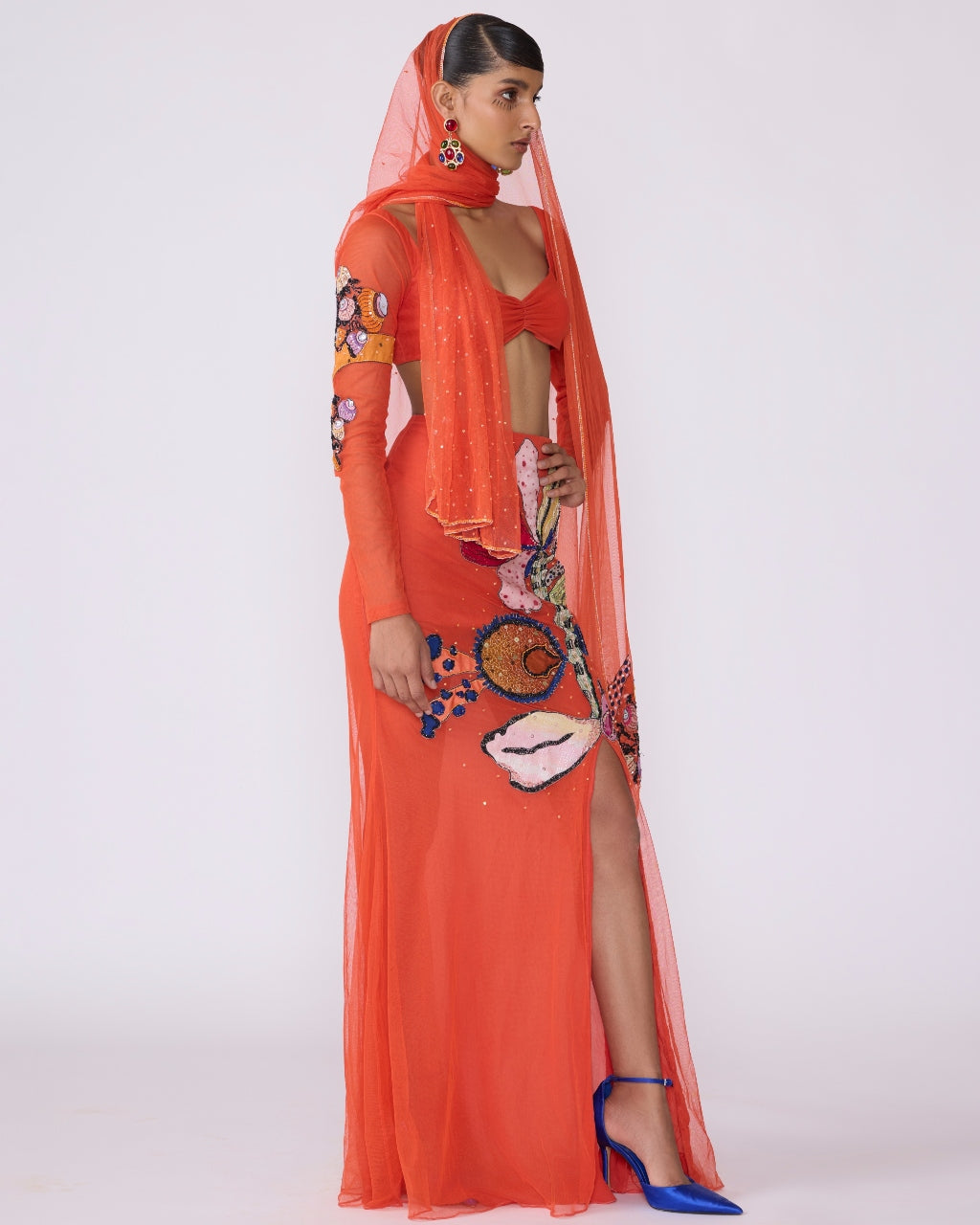 Orange skirt in spanish hotsell