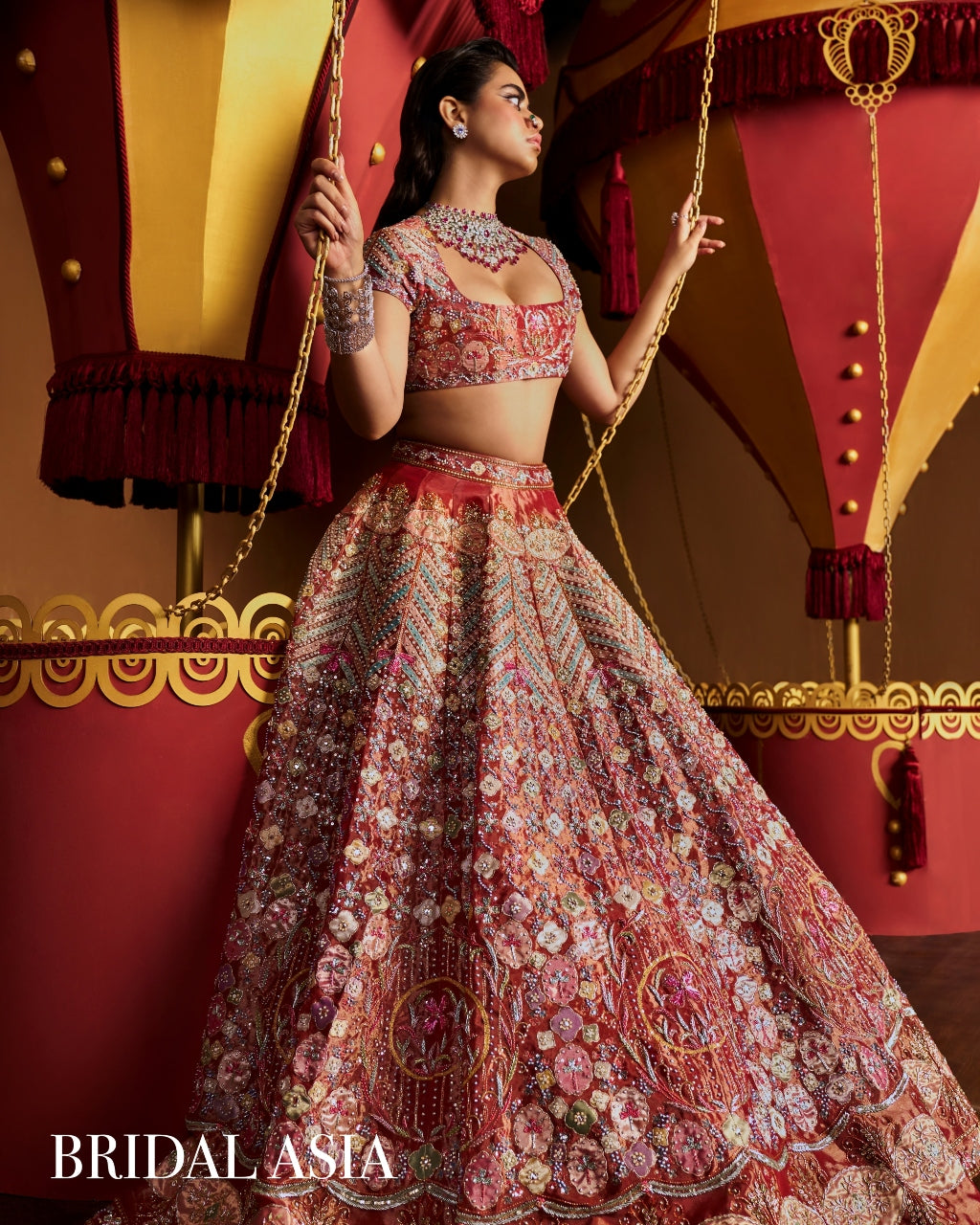 Red Trencadís Lehenga Set