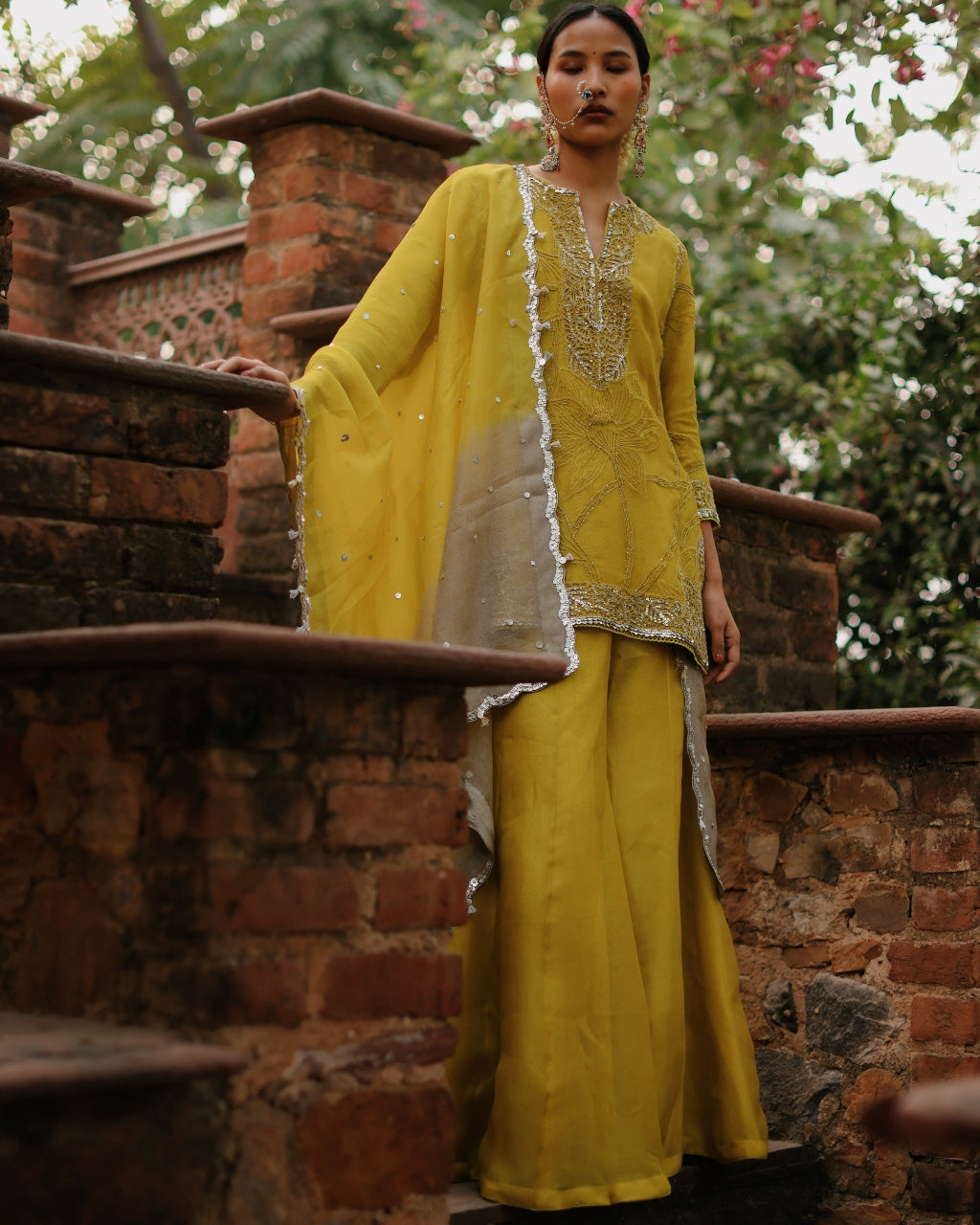 Mustard Aj Sharara Set