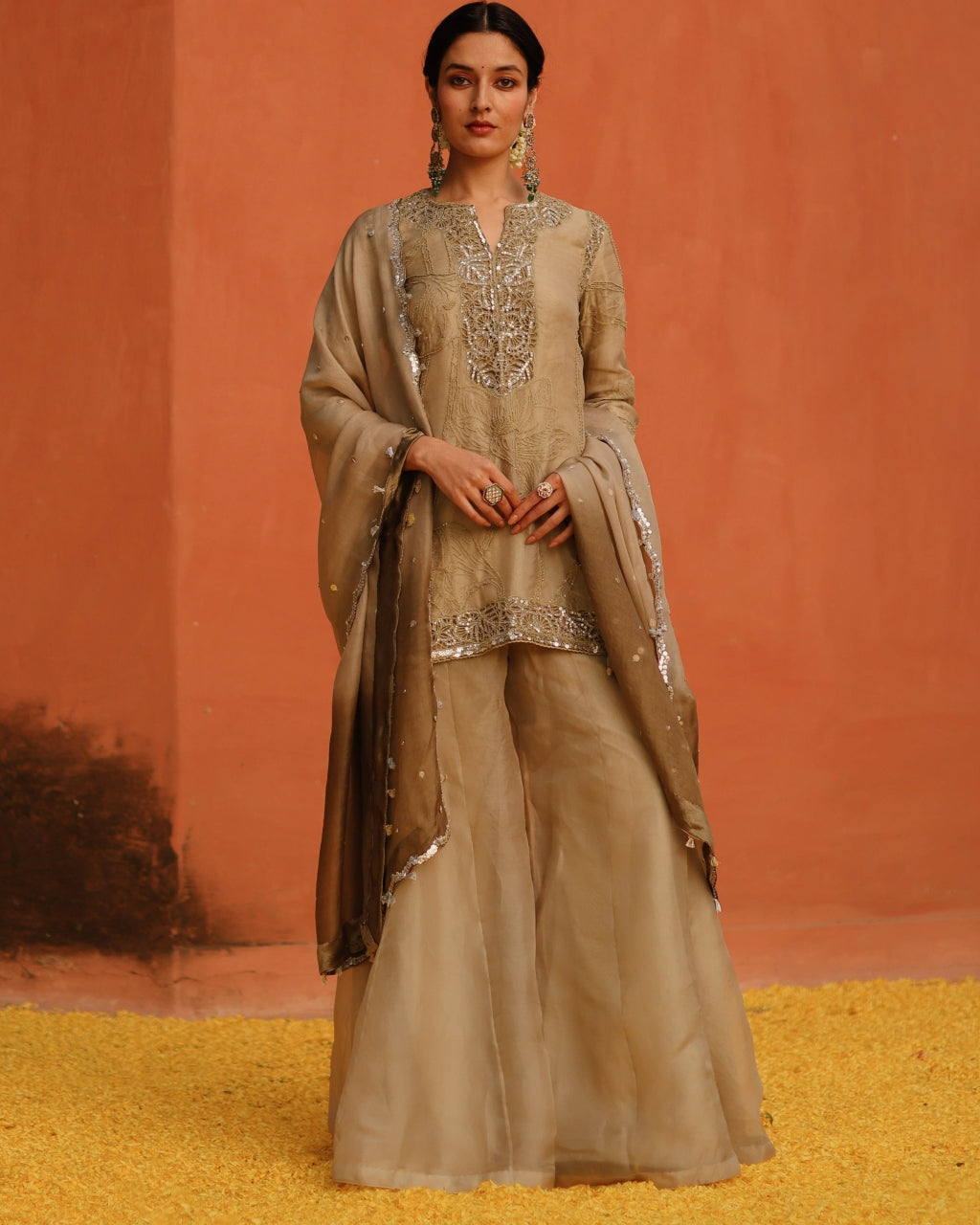 Sage Green Aj Sharara Set