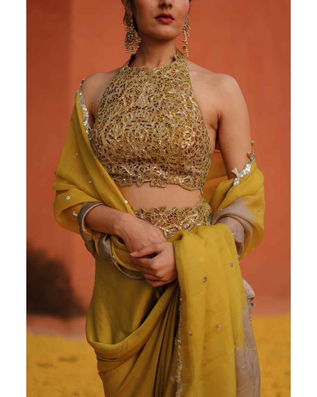 Mustard Aj Kalam Skirt Set