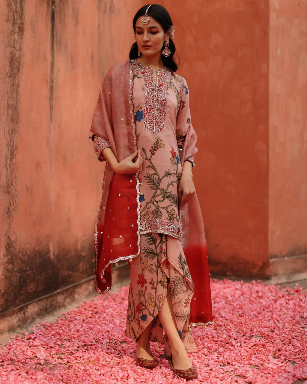 Rose Aj Kalam Skirt Set