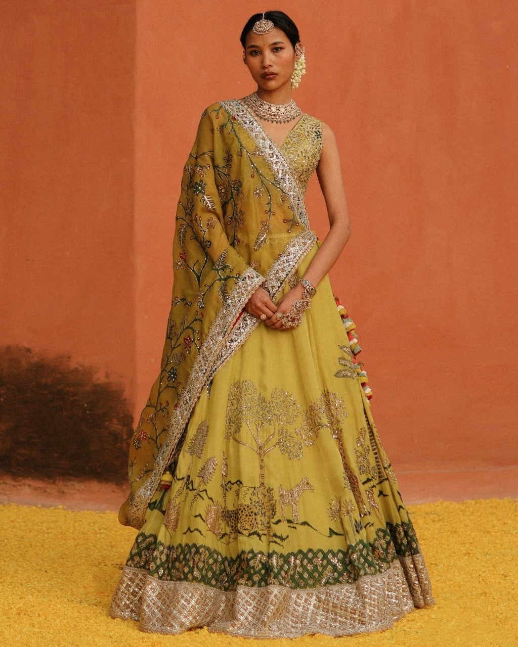 Mustard Aj Kalam Lehenga Set