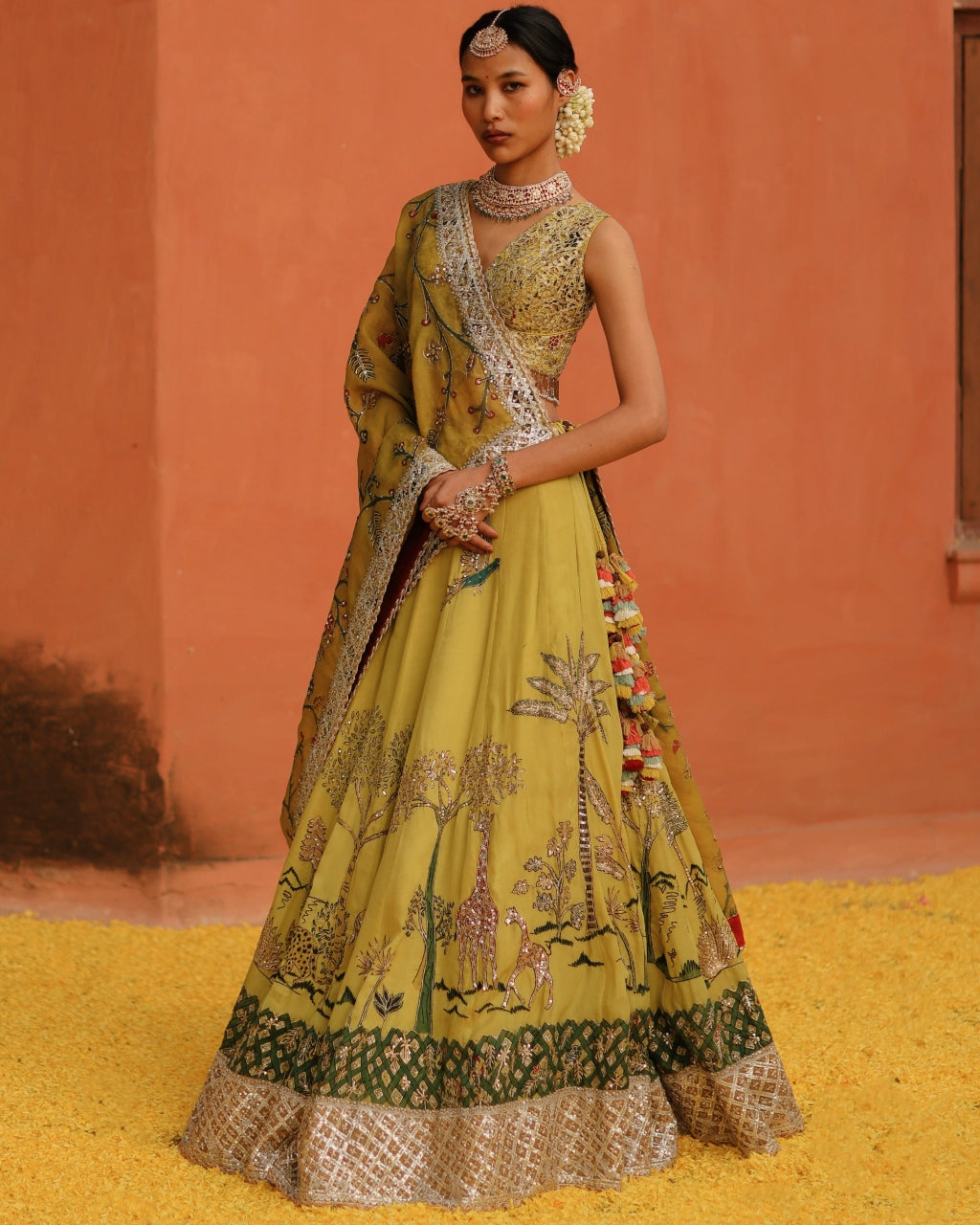 Mustard Aj Kalam Lehenga Set