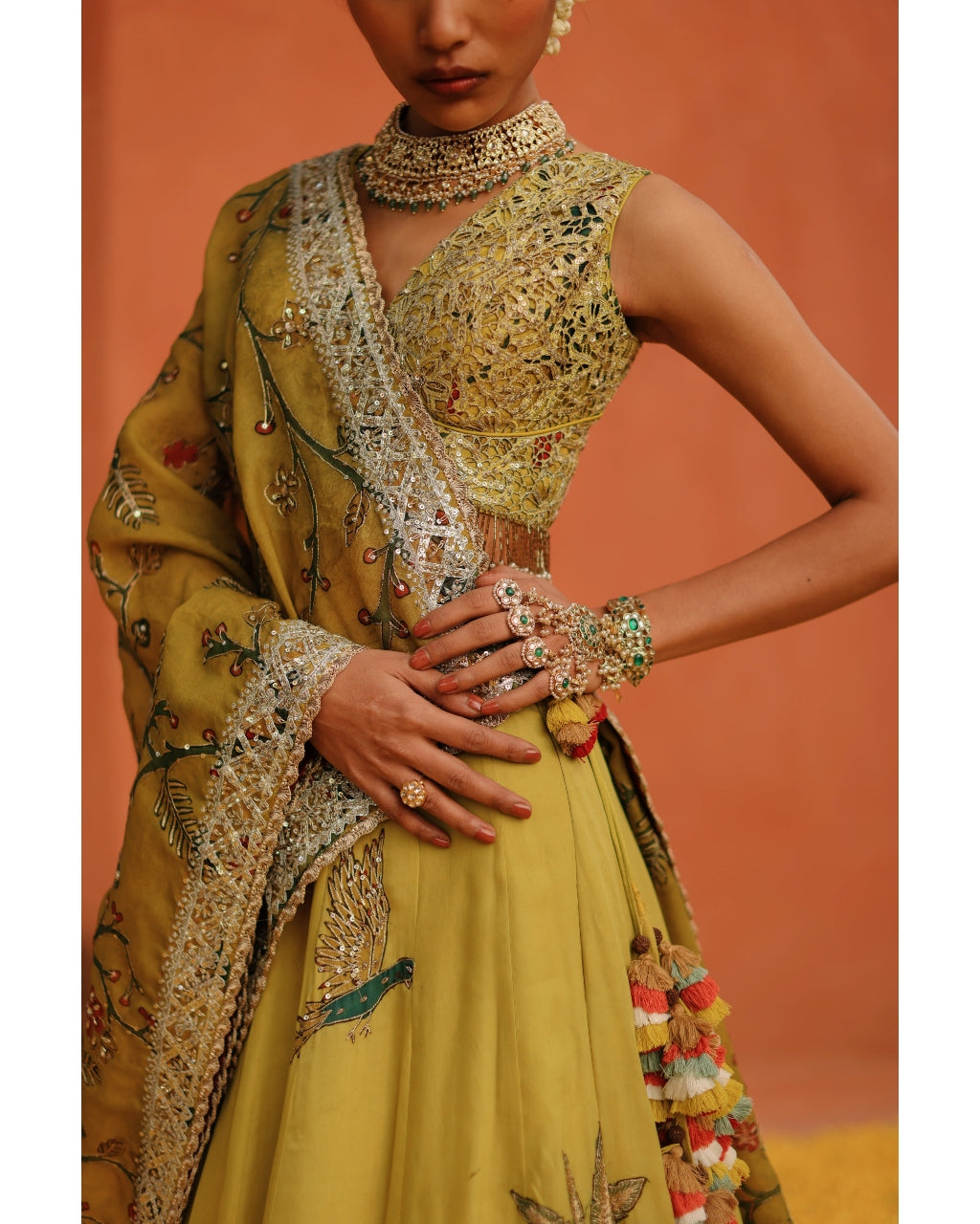 Mustard Aj Kalam Lehenga Set