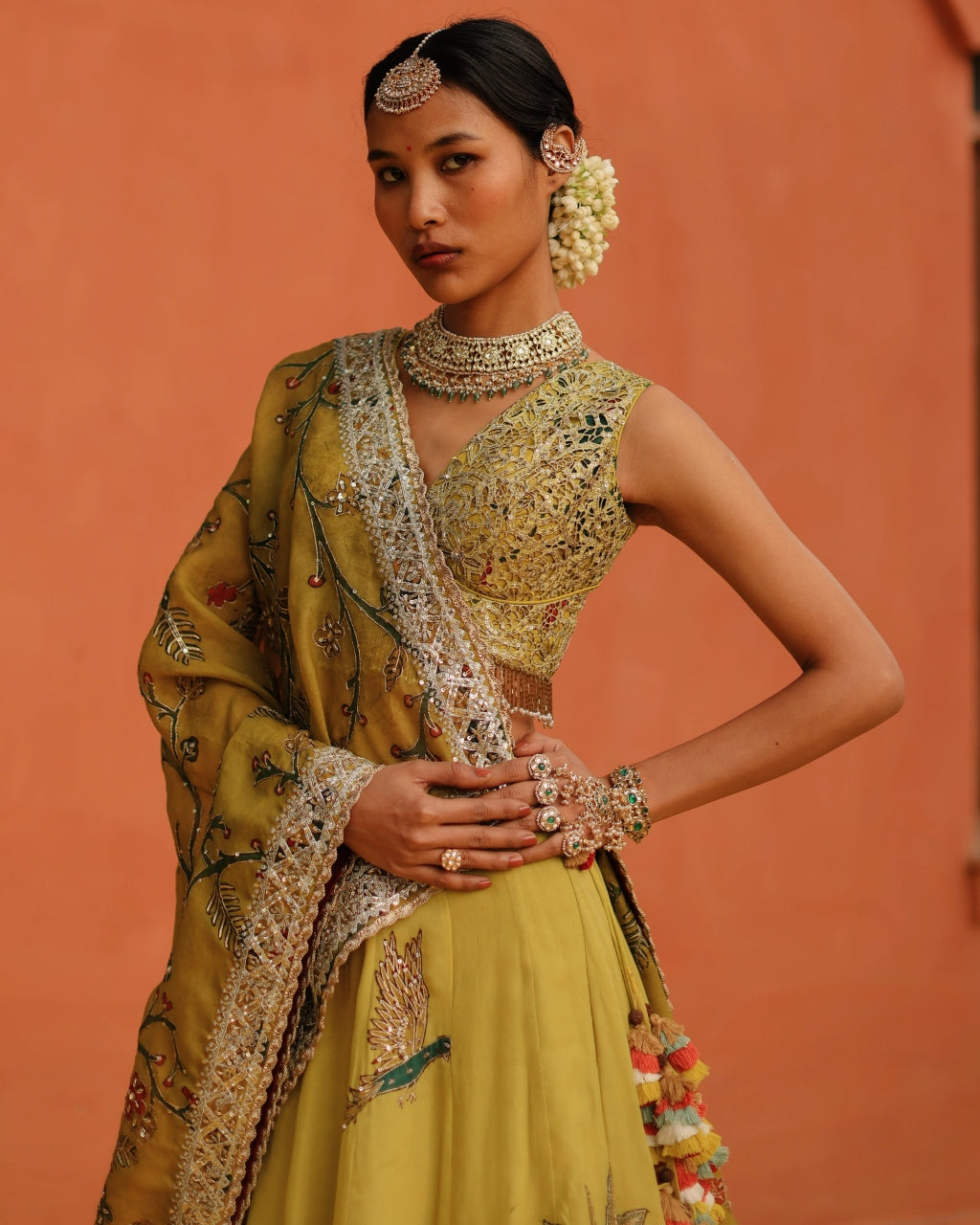 Mustard Aj Kalam Lehenga Set