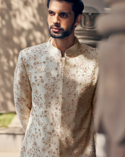 Ivory French Knots Sherwani