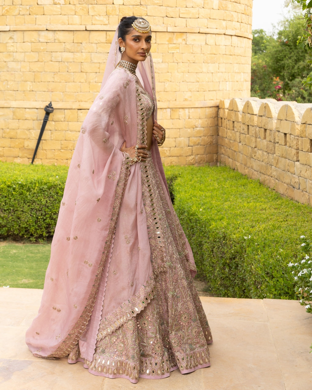 Baby Orchid Mirror & Thread Embroidered Lehenga Set