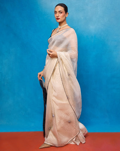 Handwoven Off-White Kora Banarasi Sari