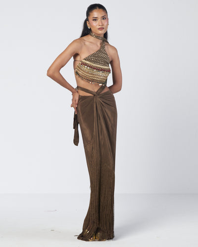 Olive Bebo Drape Skirt Set