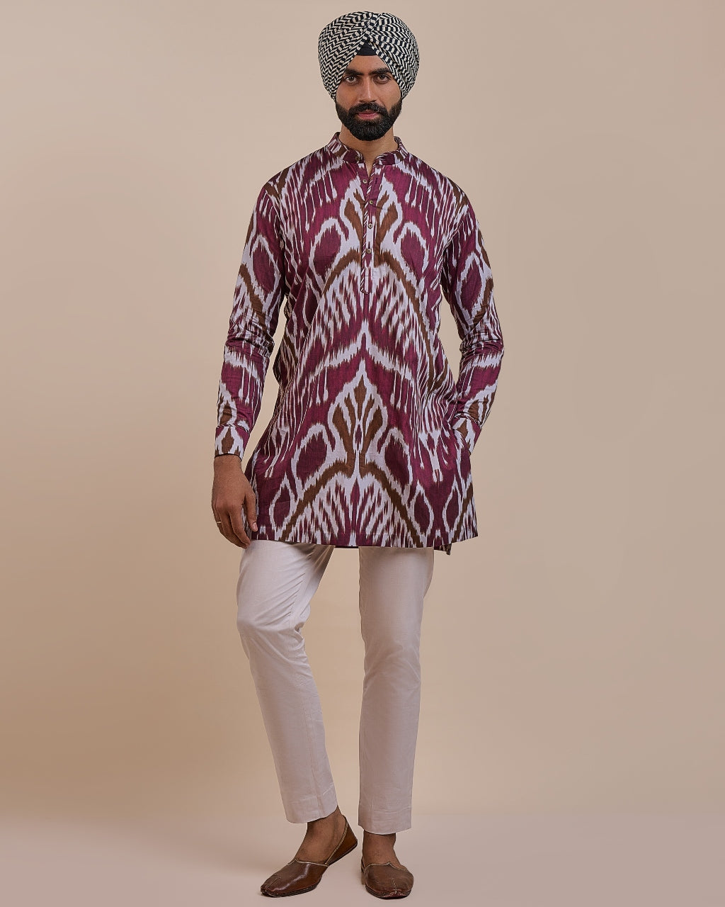 Plum Red Ikat Kurta
