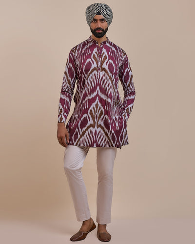 Plum Red Ikat Kurta