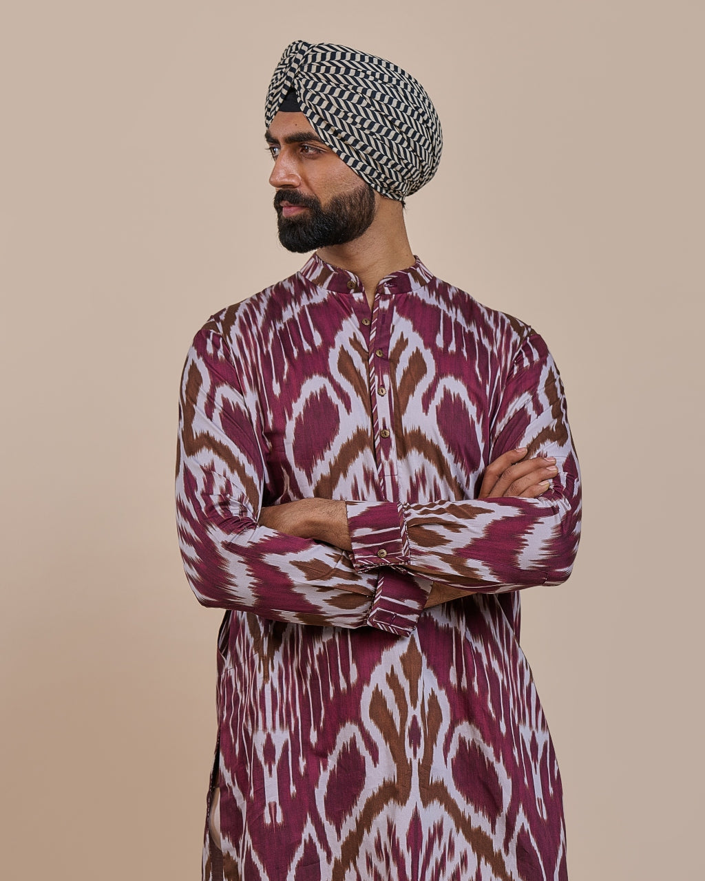 Plum Red Ikat Kurta