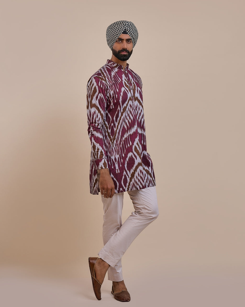 Plum Red Ikat Kurta