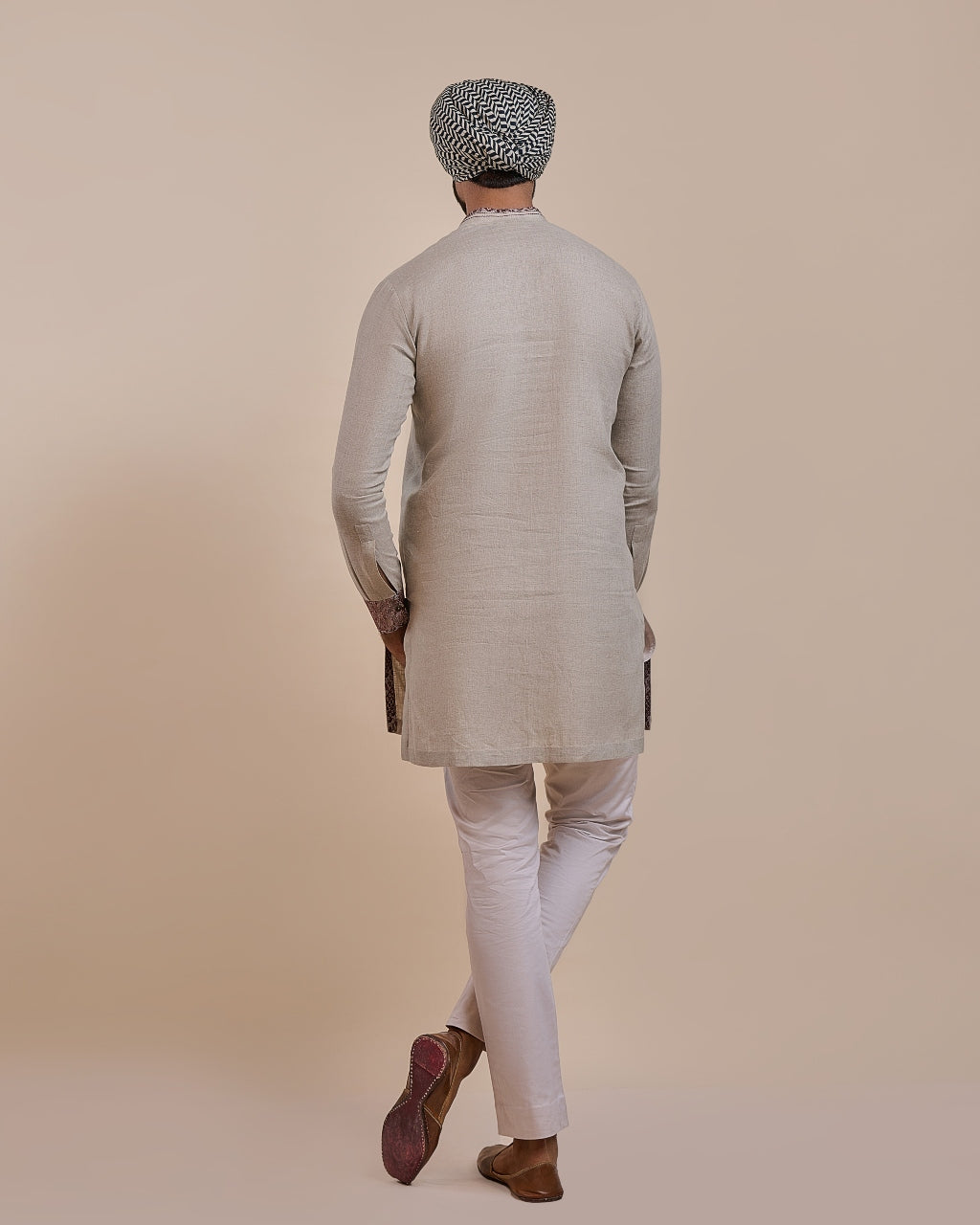Ivory Peach Solid Kurta
