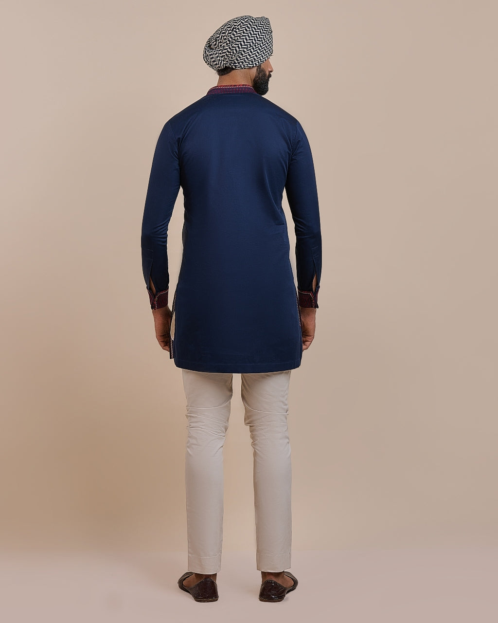 Navy Blue Red Kurta