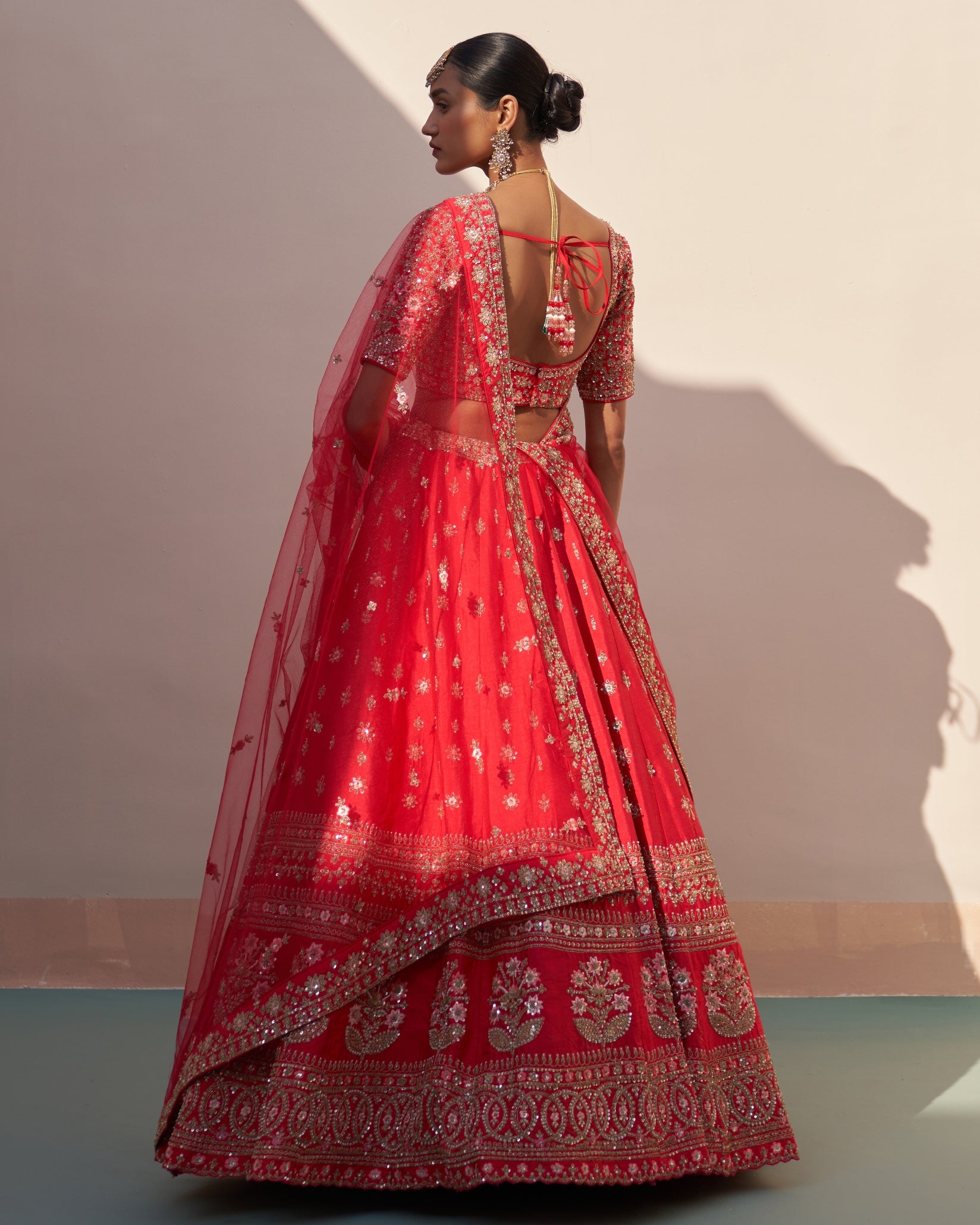 Mihika Red Double Dupatta Lehenga Set