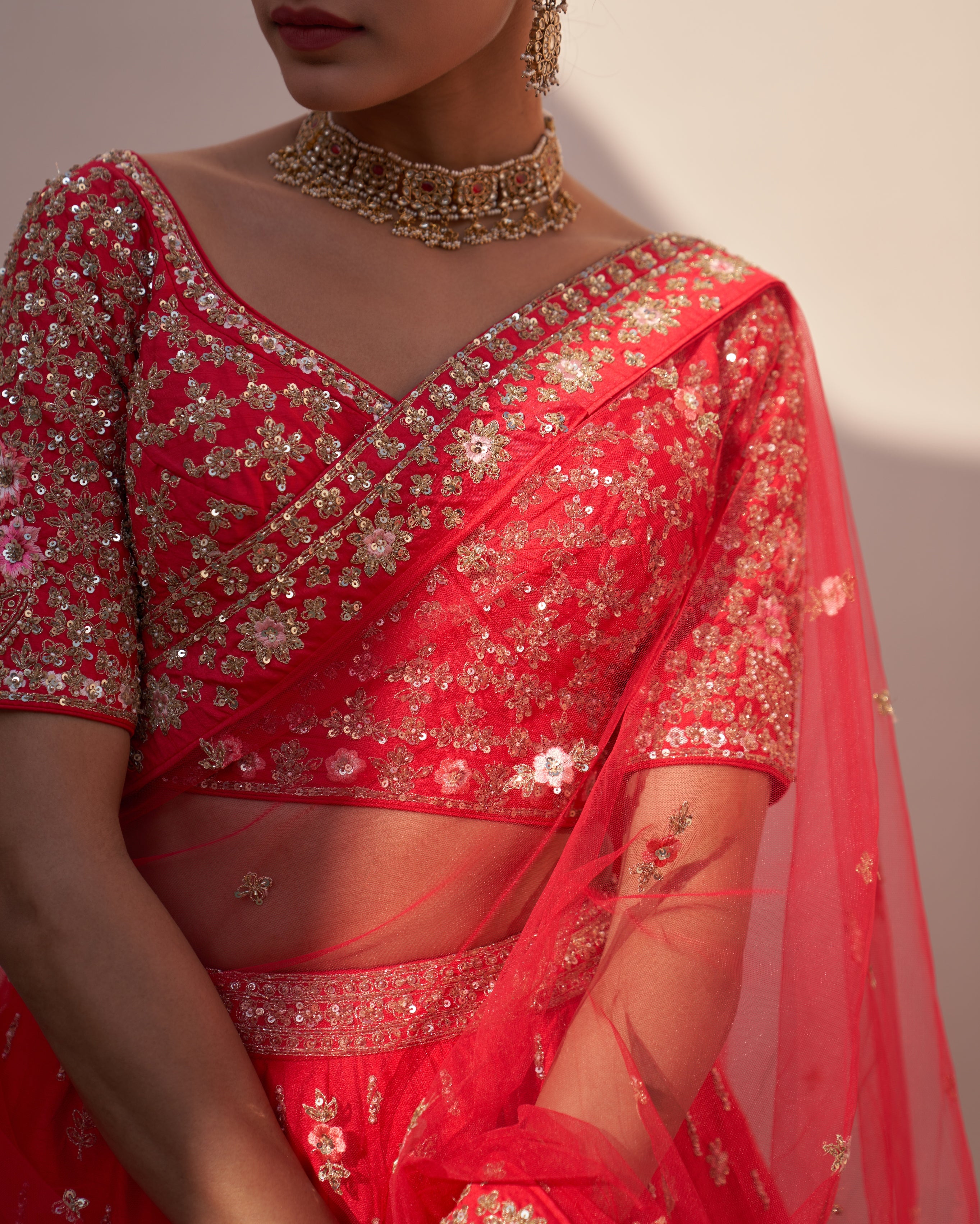 Mihika Red Double Dupatta Lehenga Set