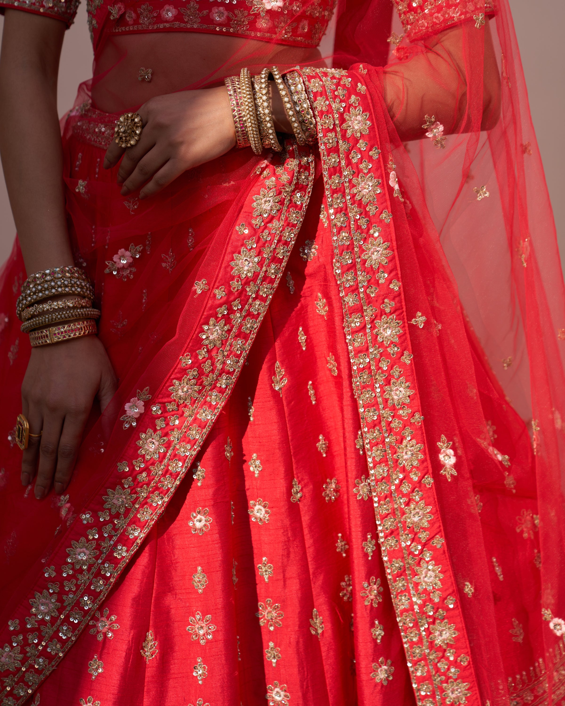 Mihika Red Double Dupatta Lehenga Set