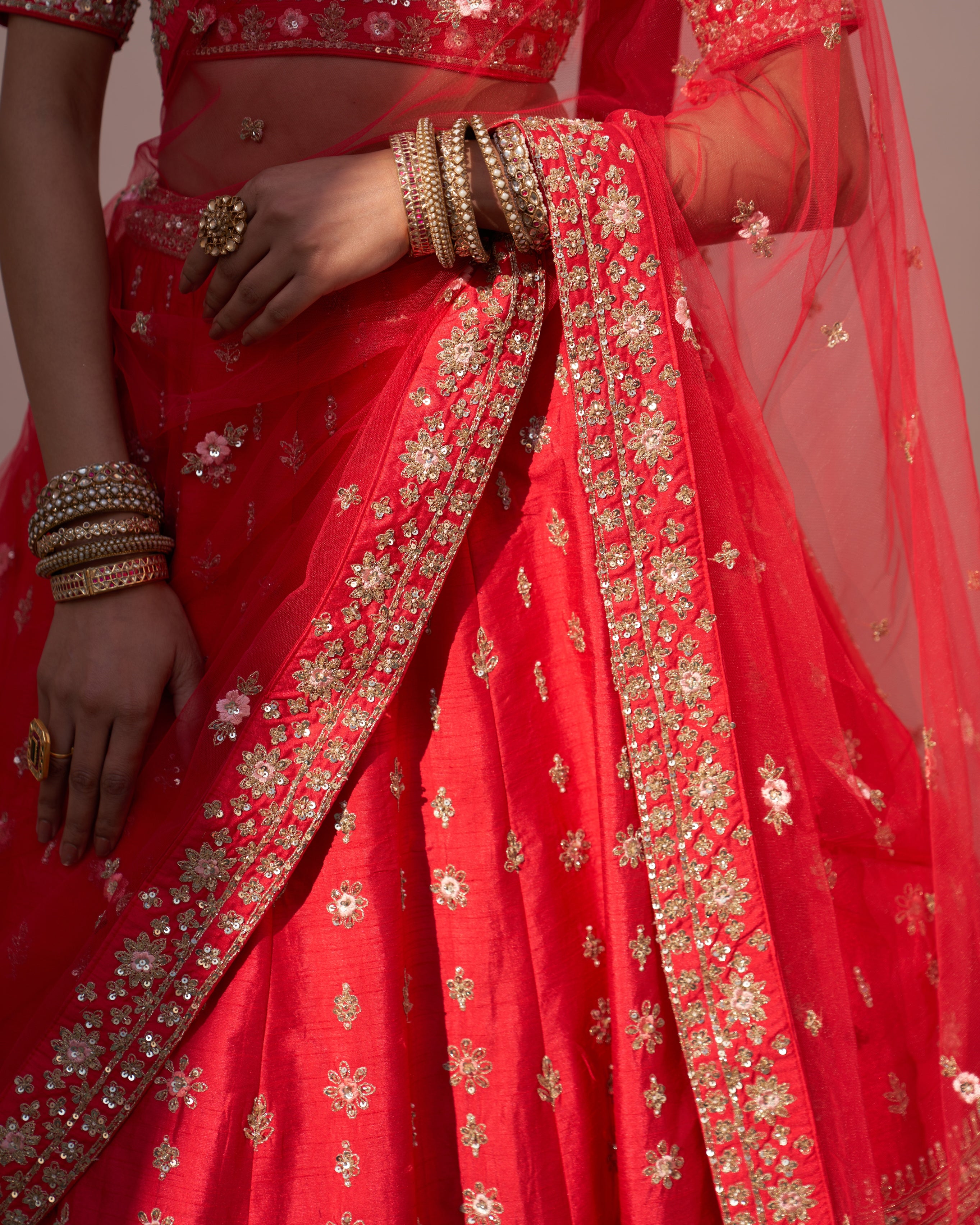 Mihika Red Double Dupatta Lehenga Set