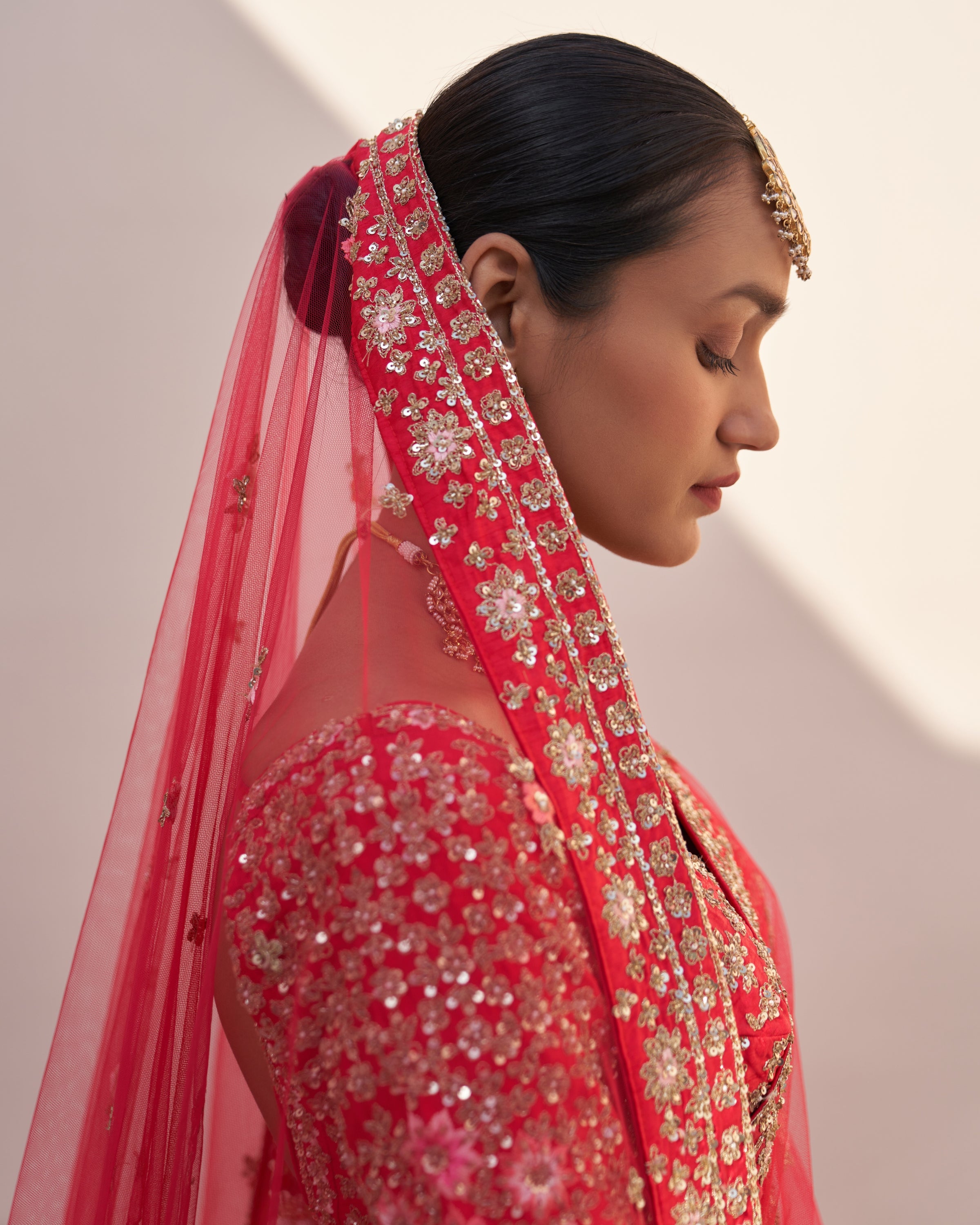 Mihika Red Double Dupatta Lehenga Set