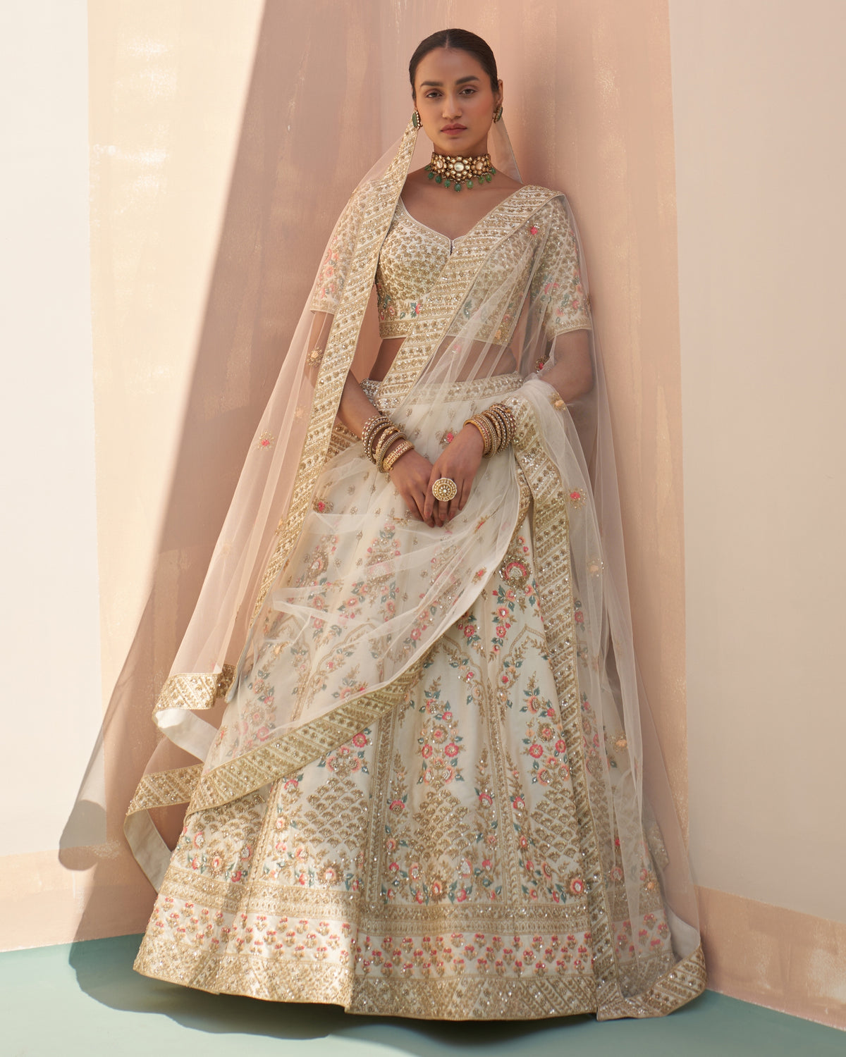 Dhara Ivory Double Dupatta Lehenga Set