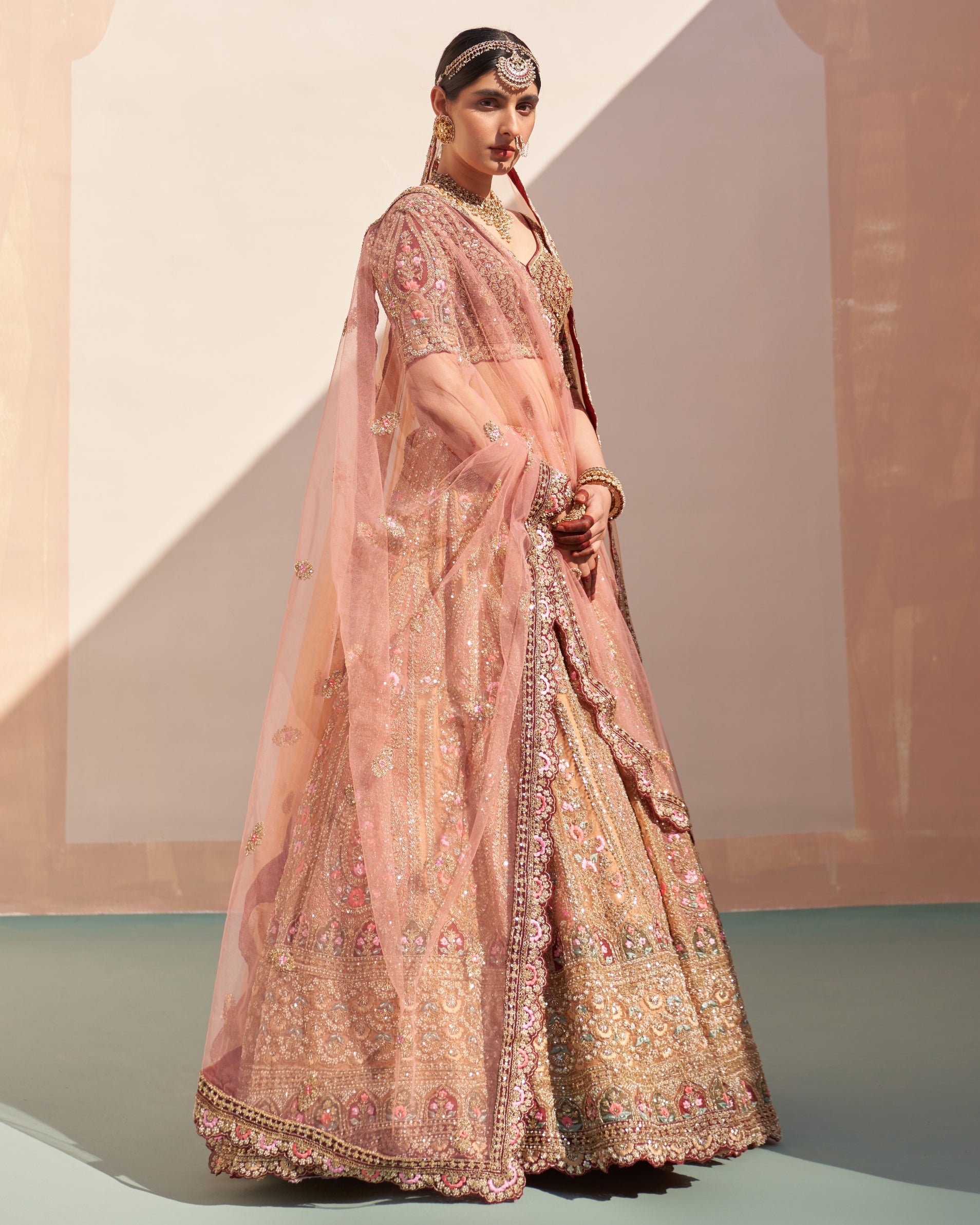 Nila Mustard Organza Double Duppatta Lehenga Set