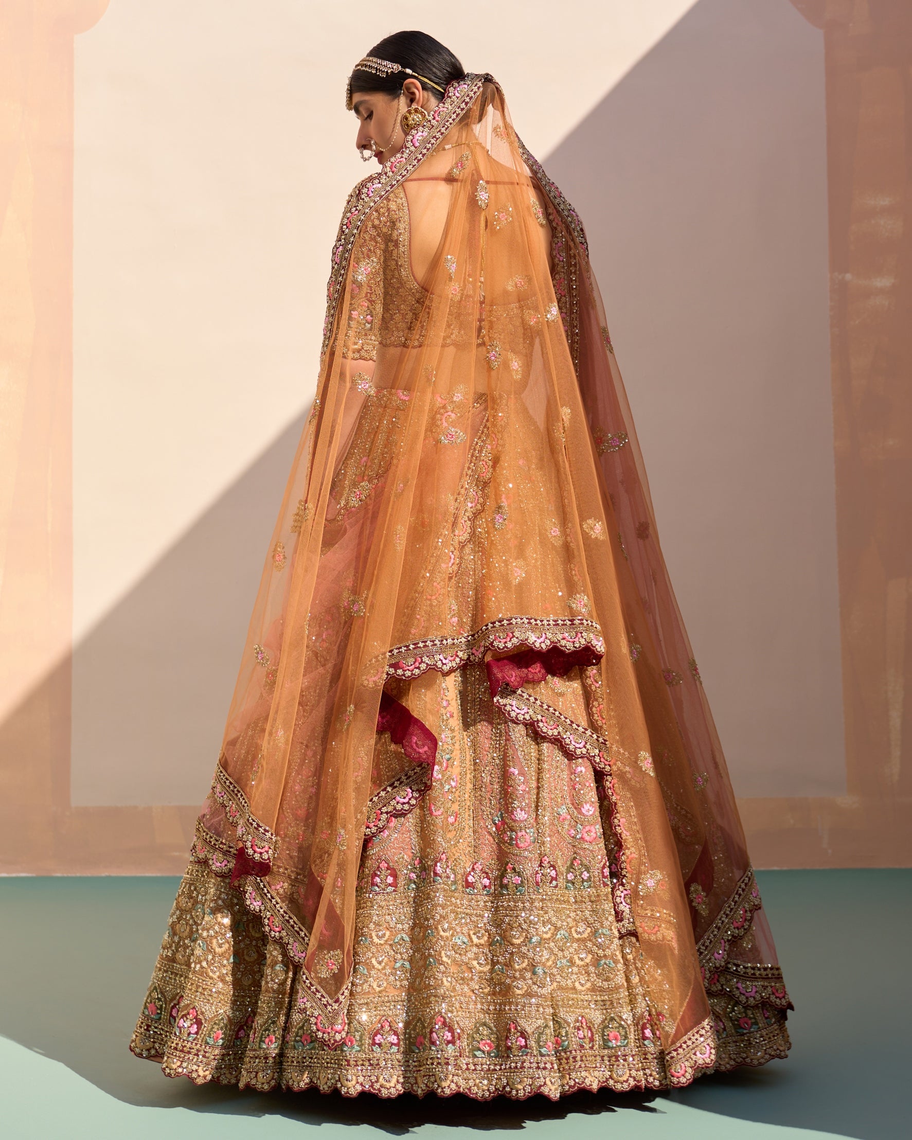 Nila Mustard Organza Double Duppatta Lehenga Set