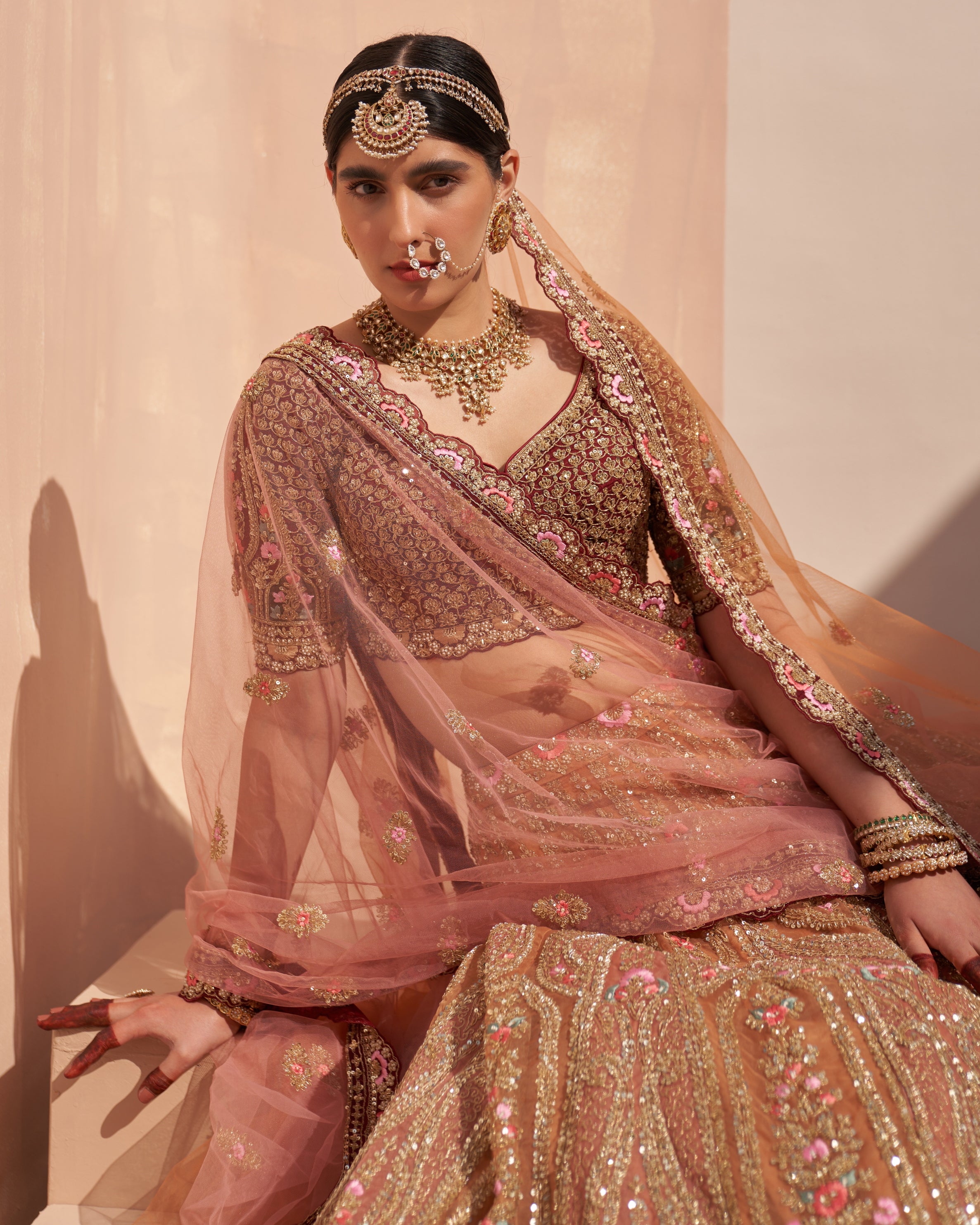Nila Mustard Organza Double Duppatta Lehenga Set