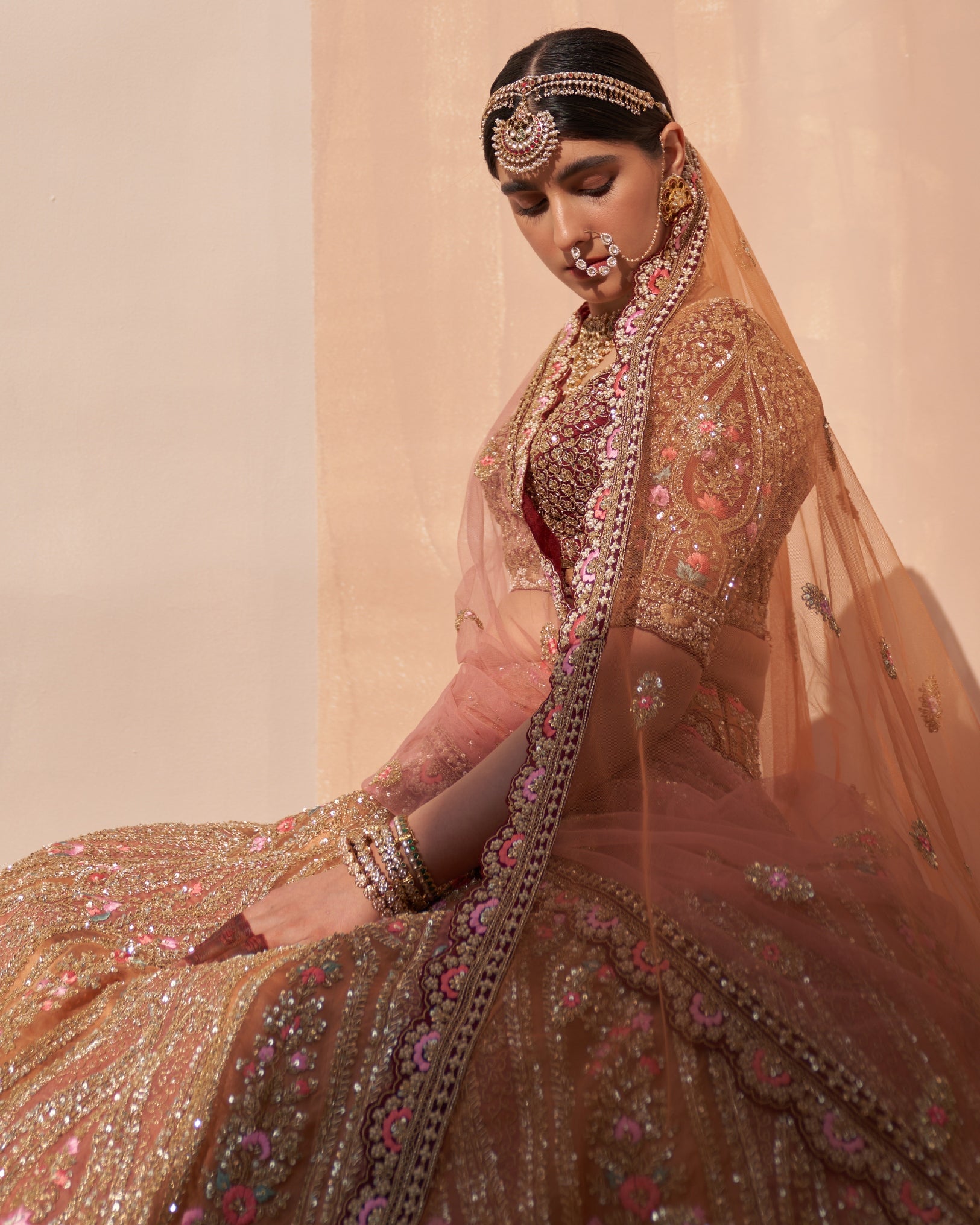 Nila Mustard Organza Double Duppatta Lehenga Set