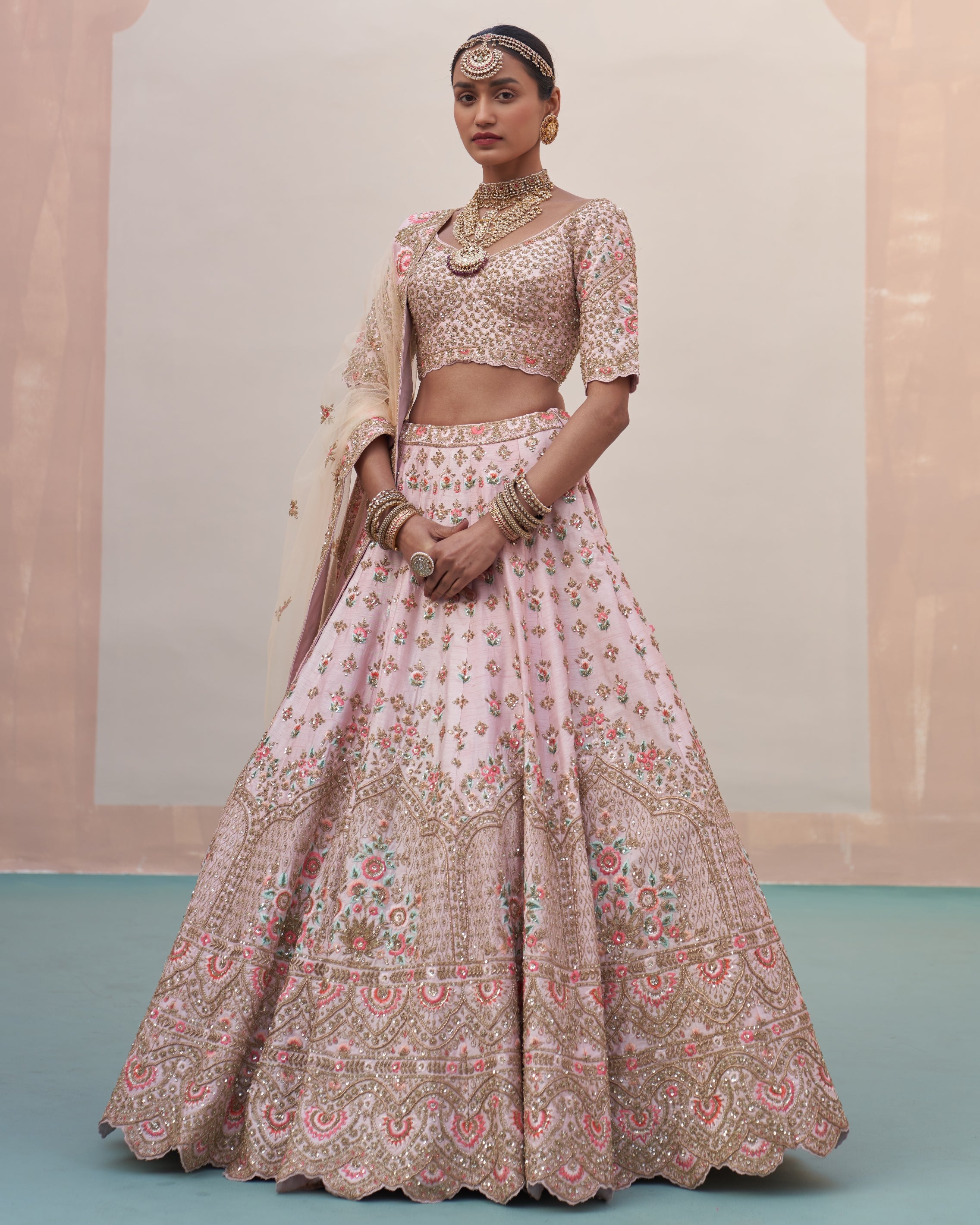Radha Blush Pink Double Dupatta Lehenga Set