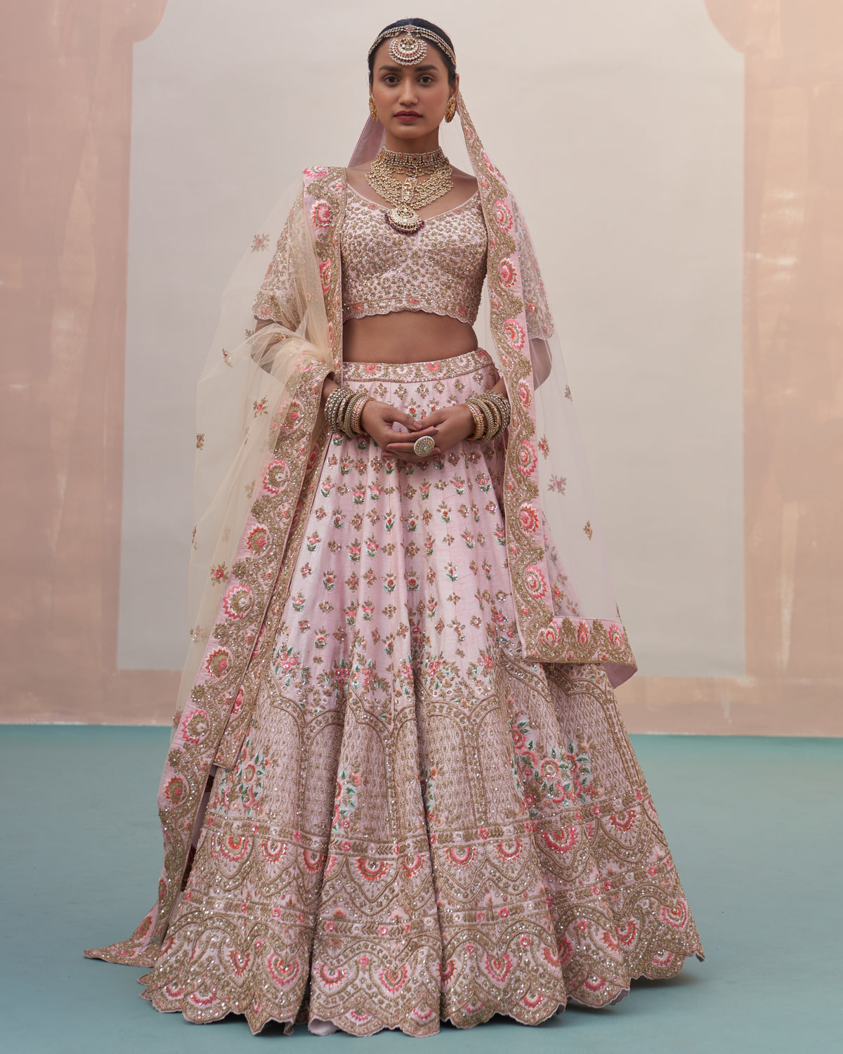 Radha Blush Pink Double Dupatta Lehenga Set