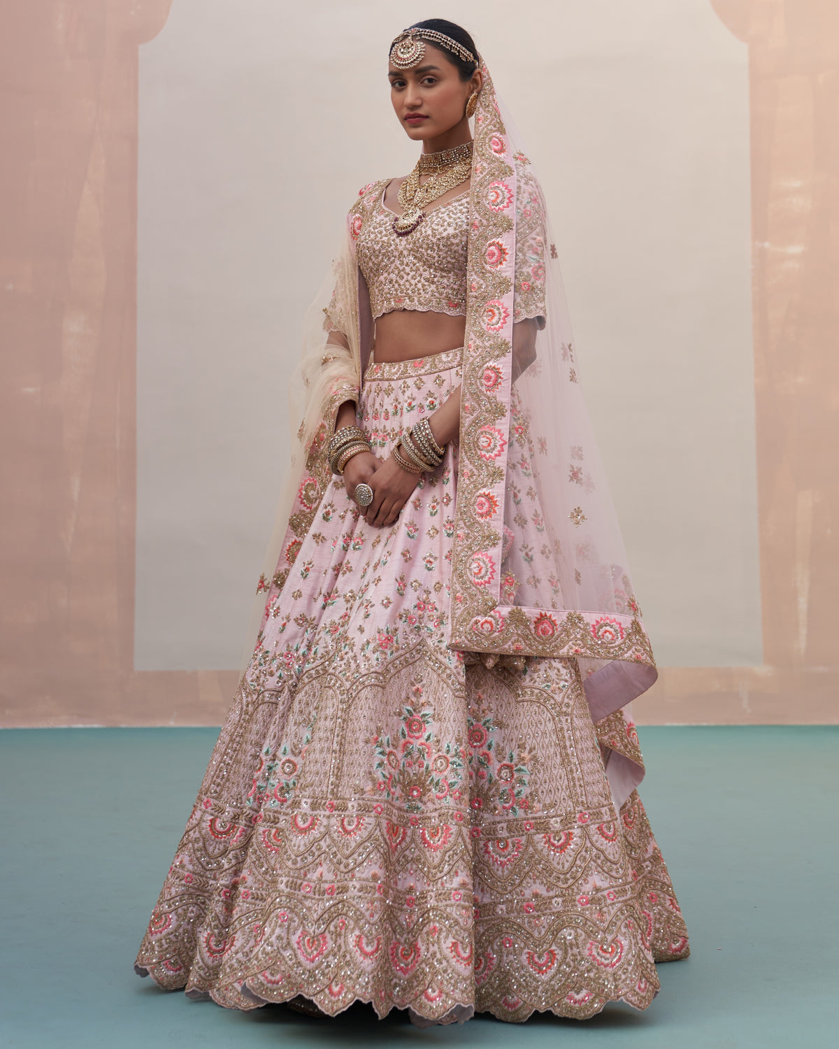 Radha Blush Pink Double Dupatta Lehenga Set