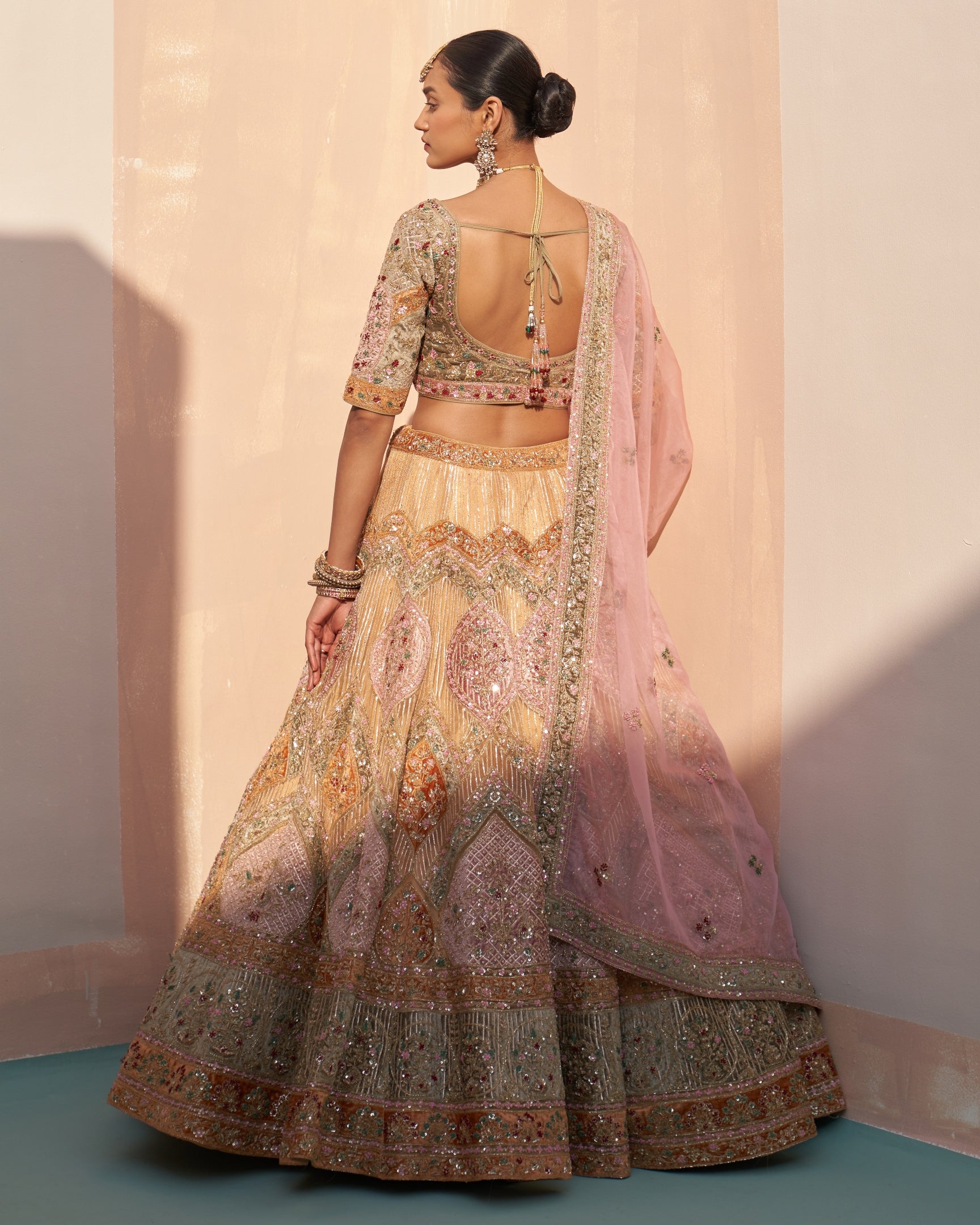 Heera Gold Organza Double Dupatta Lehenga Set