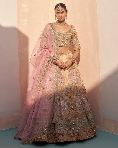 Heera Gold Organza Double Dupatta Lehenga Set