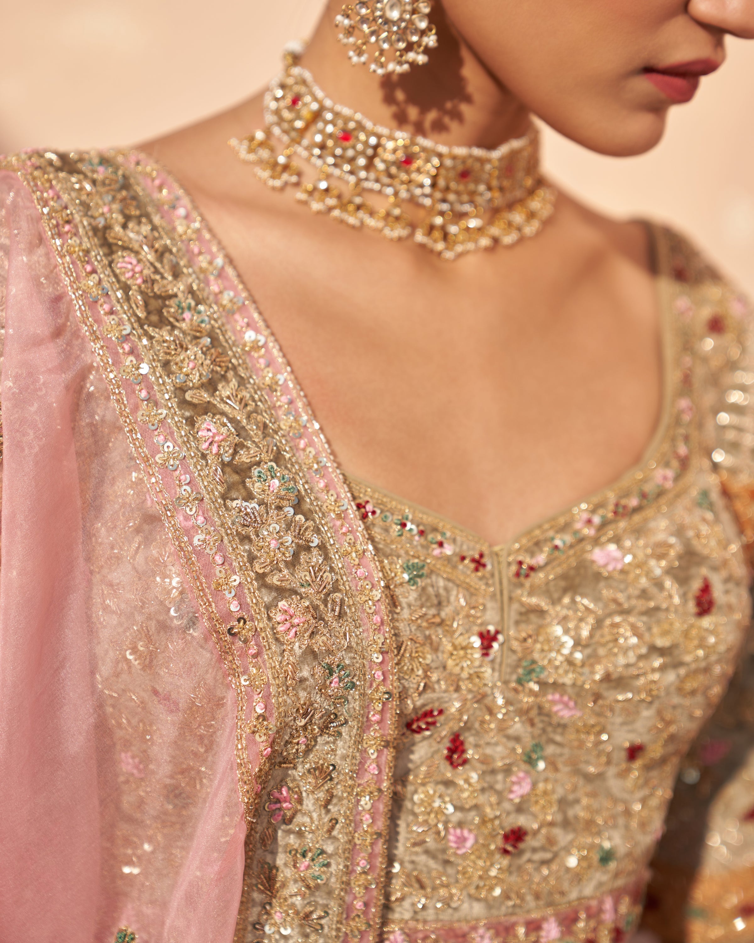 Heera Gold Organza Double Dupatta Lehenga Set