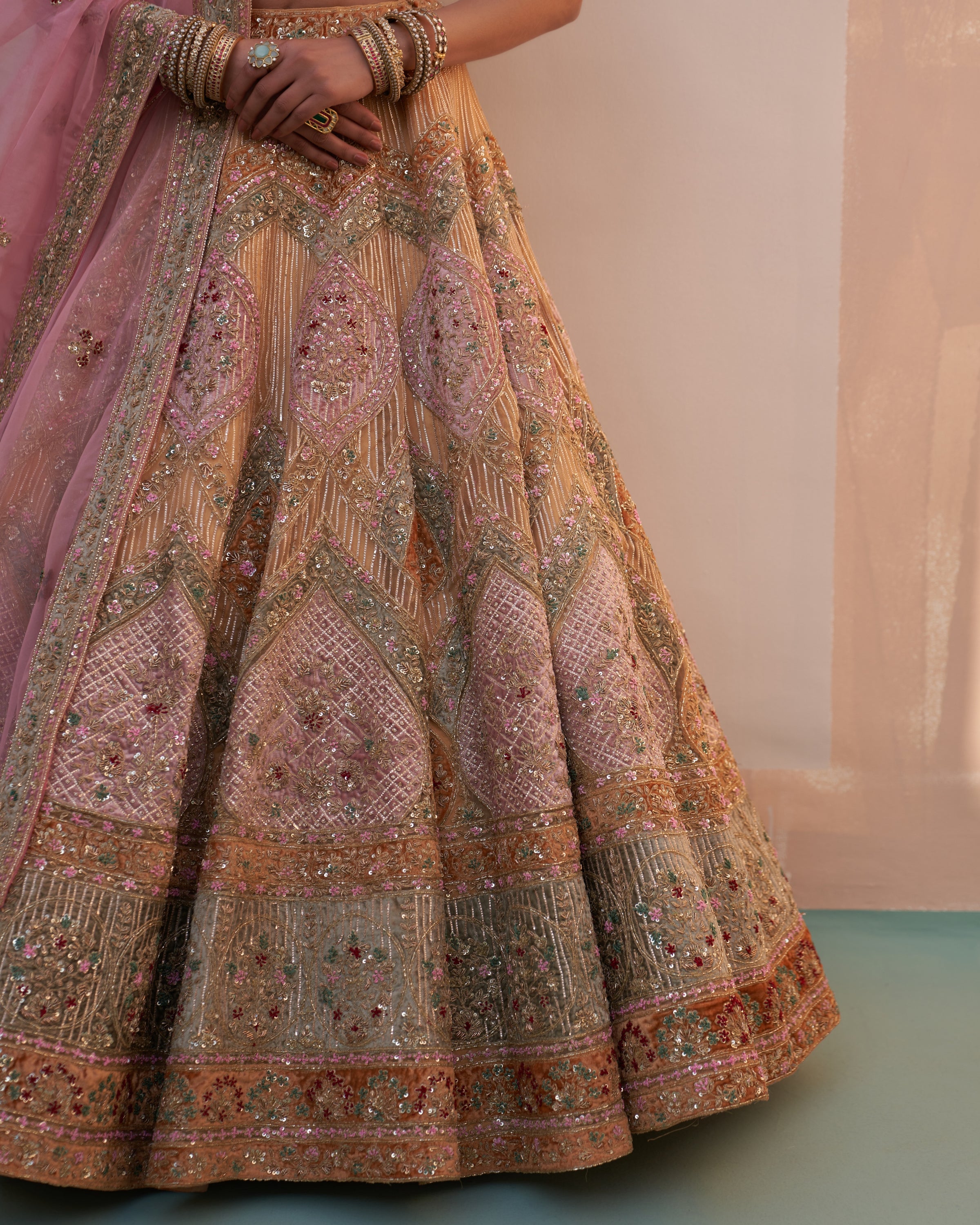 Heera Gold Organza Double Dupatta Lehenga Set