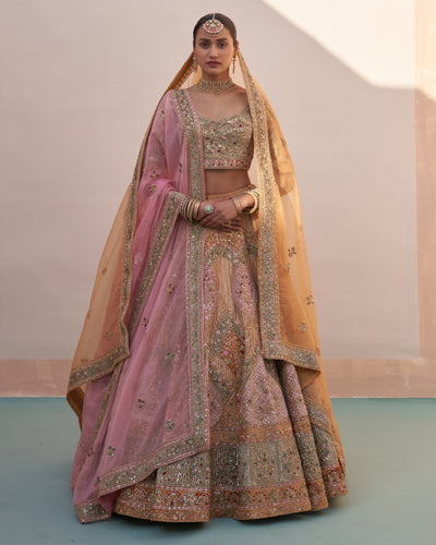 Heera Gold Organza Double Dupatta Lehenga Set