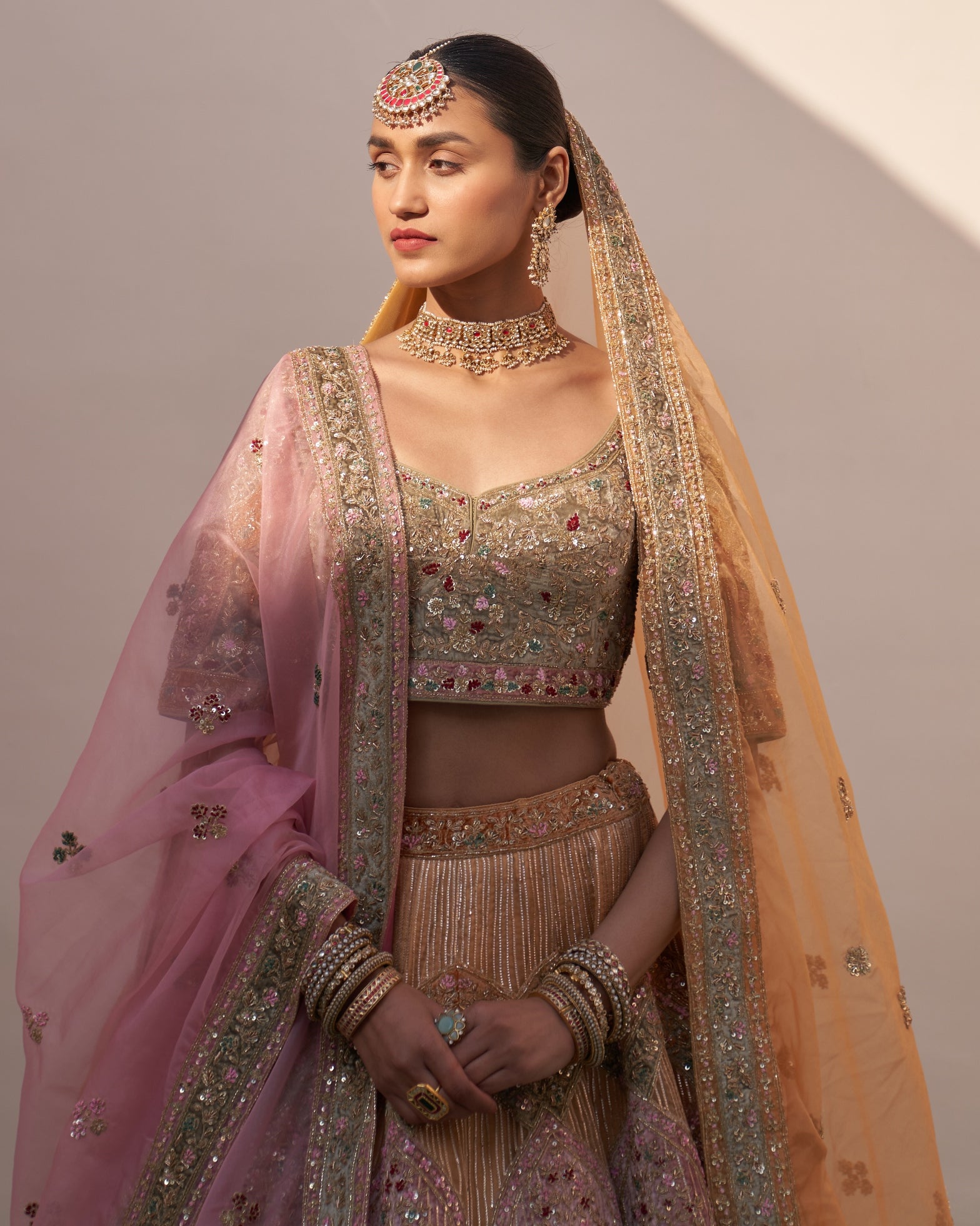 Heera Gold Organza Double Dupatta Lehenga Set