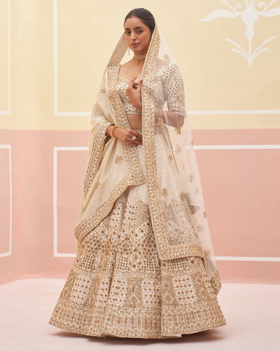 Rida Ivory Raw Silk Lehenga Set