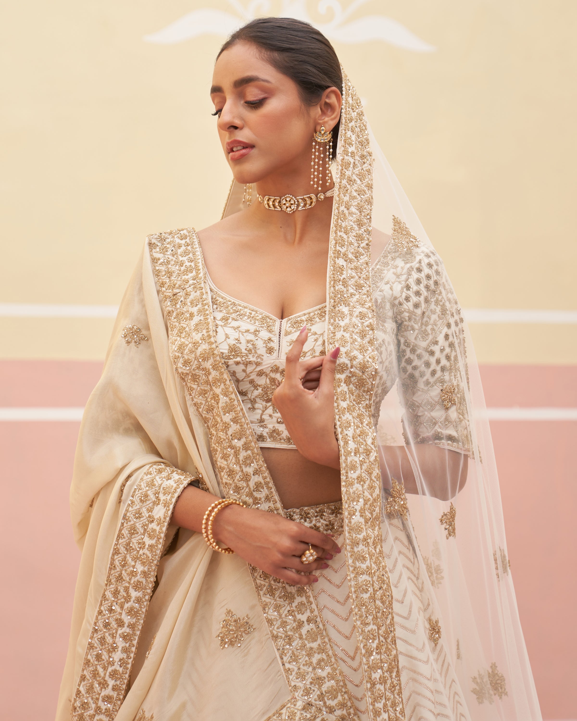 Rida Ivory Raw Silk Lehenga Set