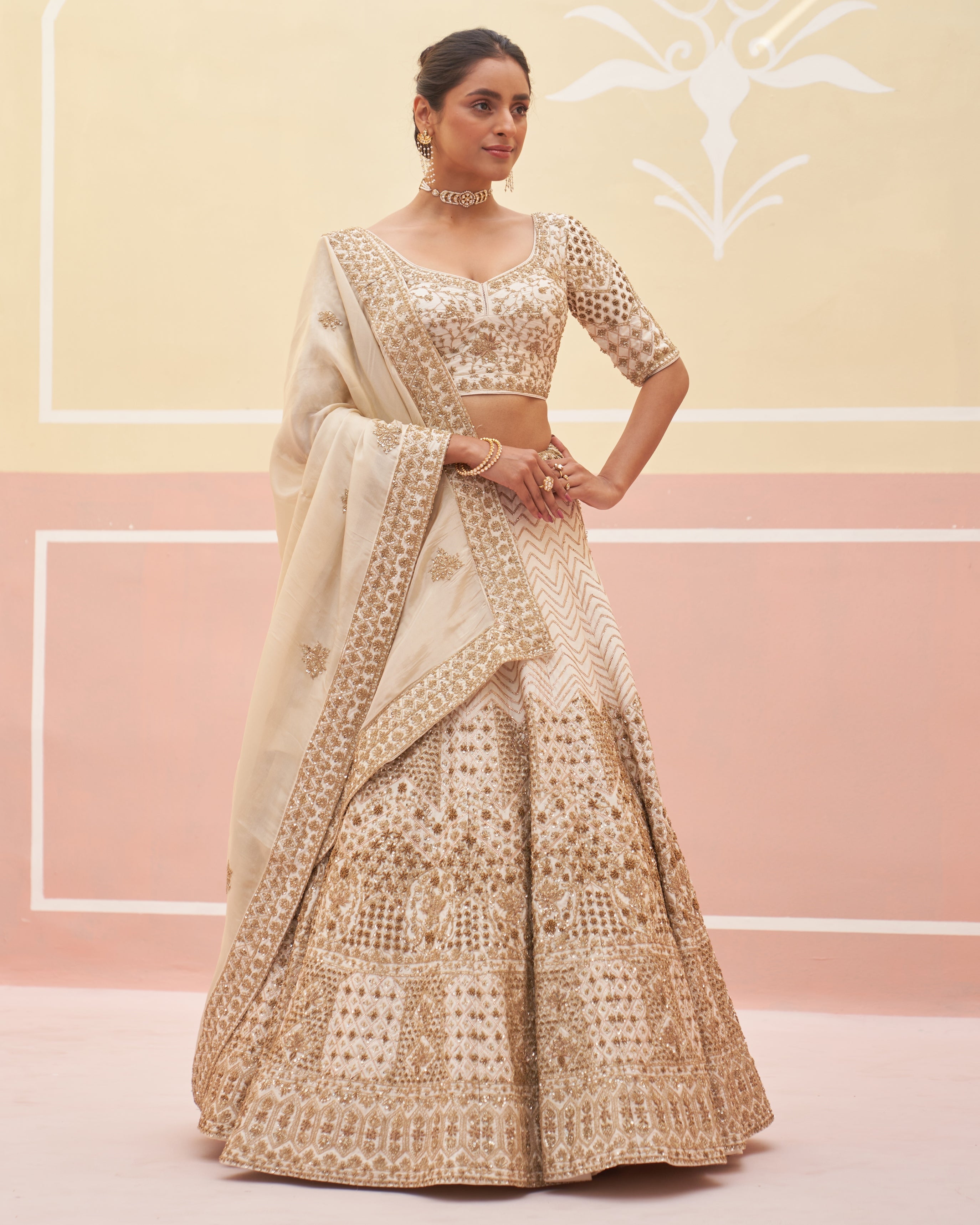 Rida Ivory Raw Silk Lehenga Set