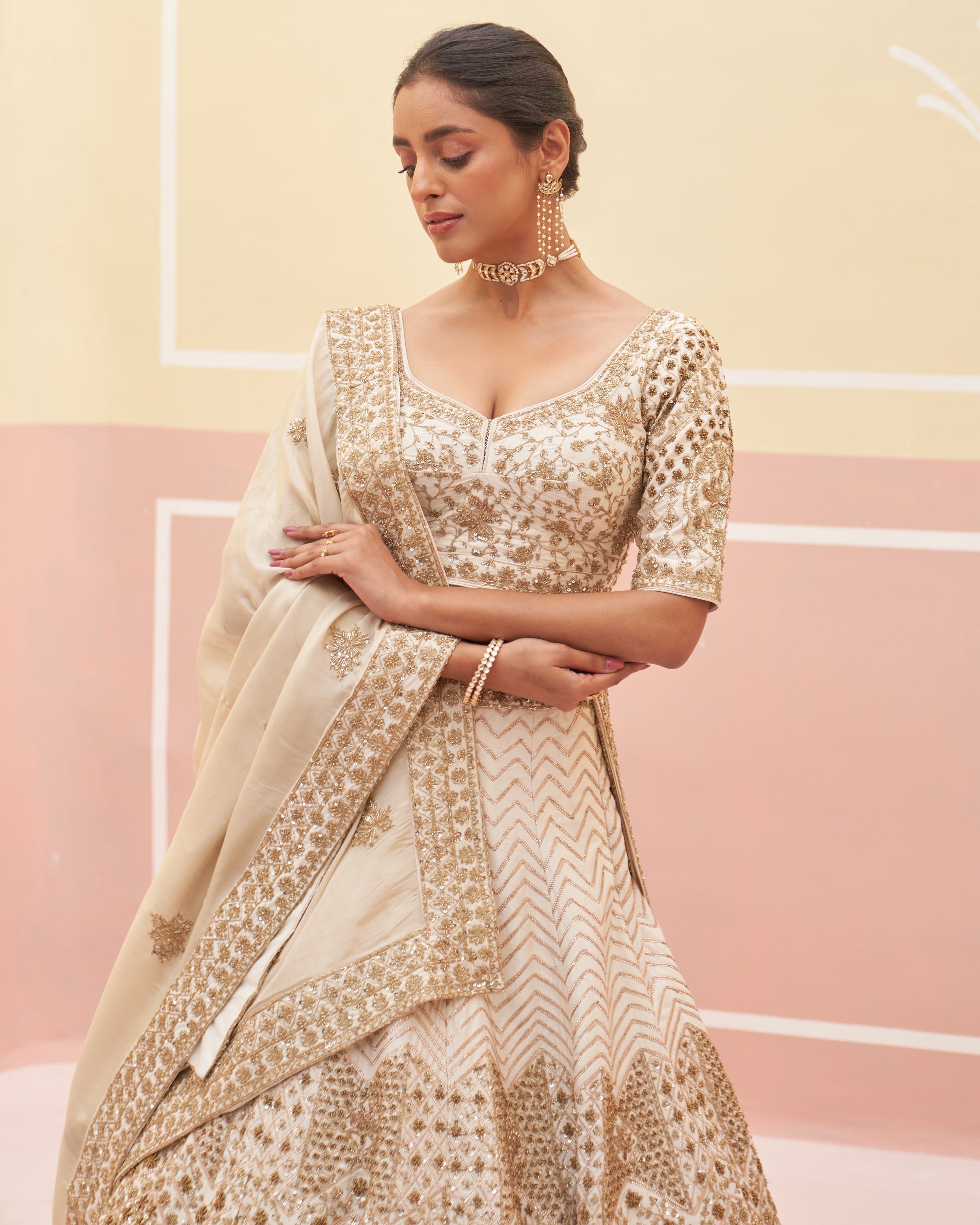 Rida Ivory Raw Silk Lehenga Set
