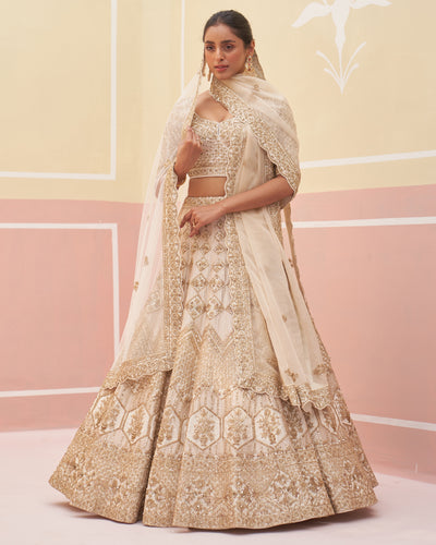 Bahira Ivory Raw Silk Lehenga Set