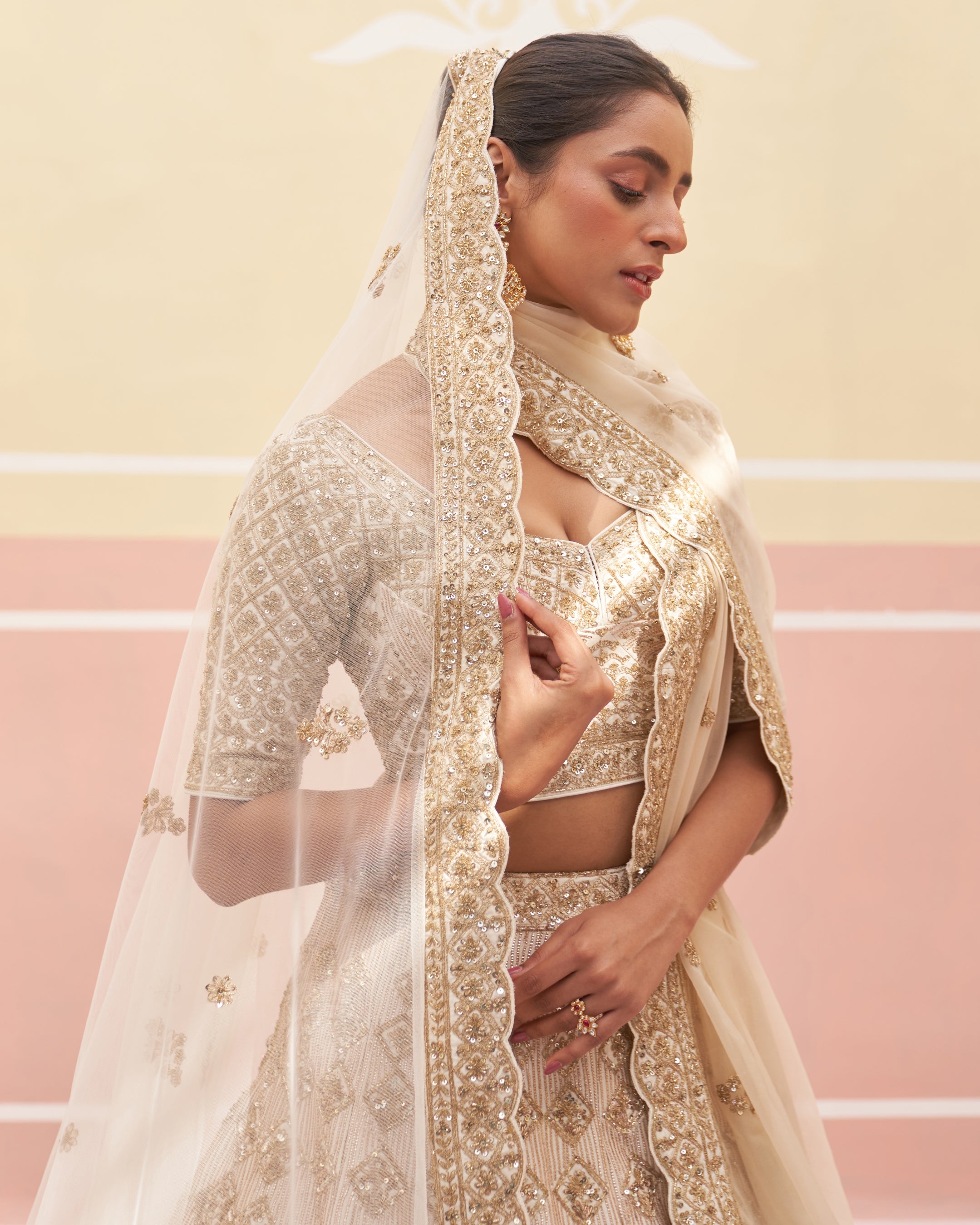 Bahira Ivory Raw Silk Lehenga Set