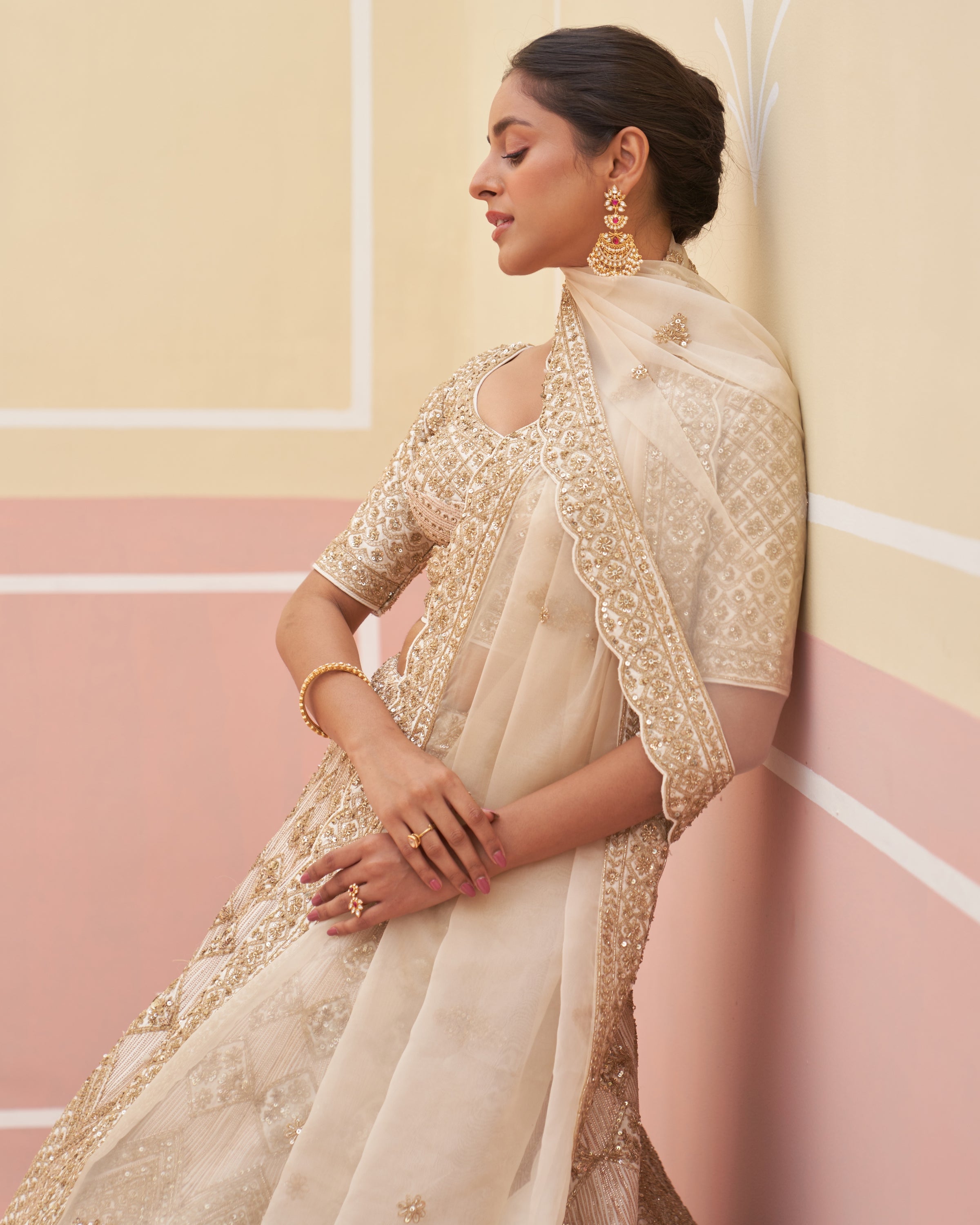 Bahira Ivory Raw Silk Lehenga Set