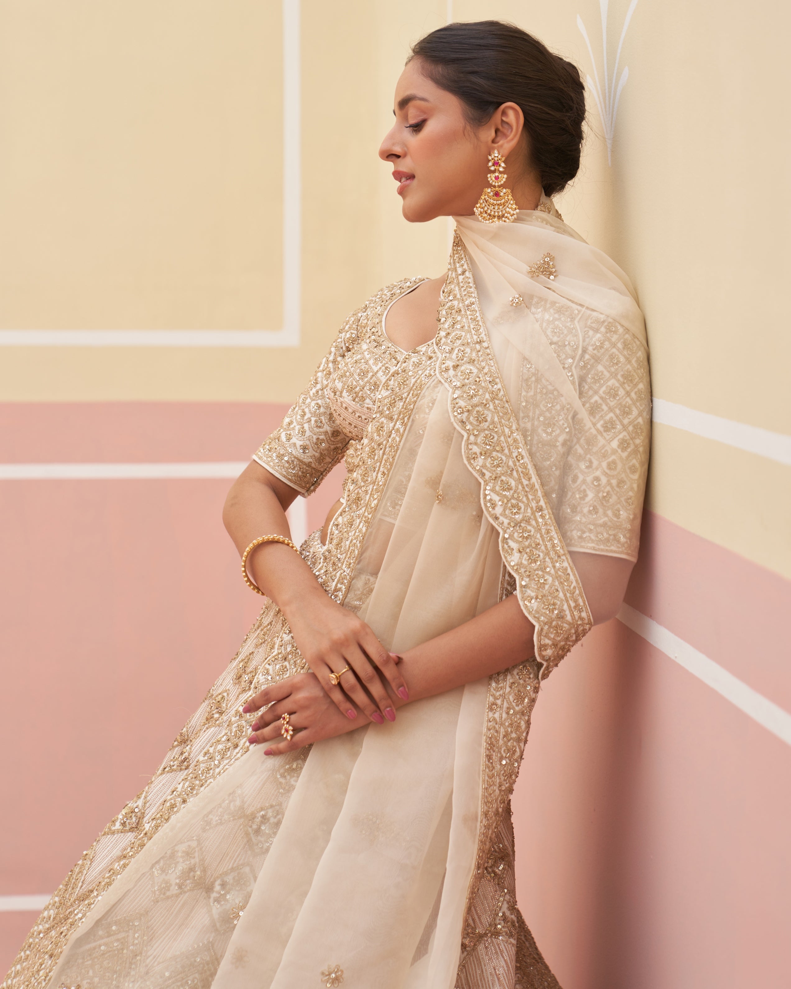 Bahira Ivory Raw Silk Lehenga Set