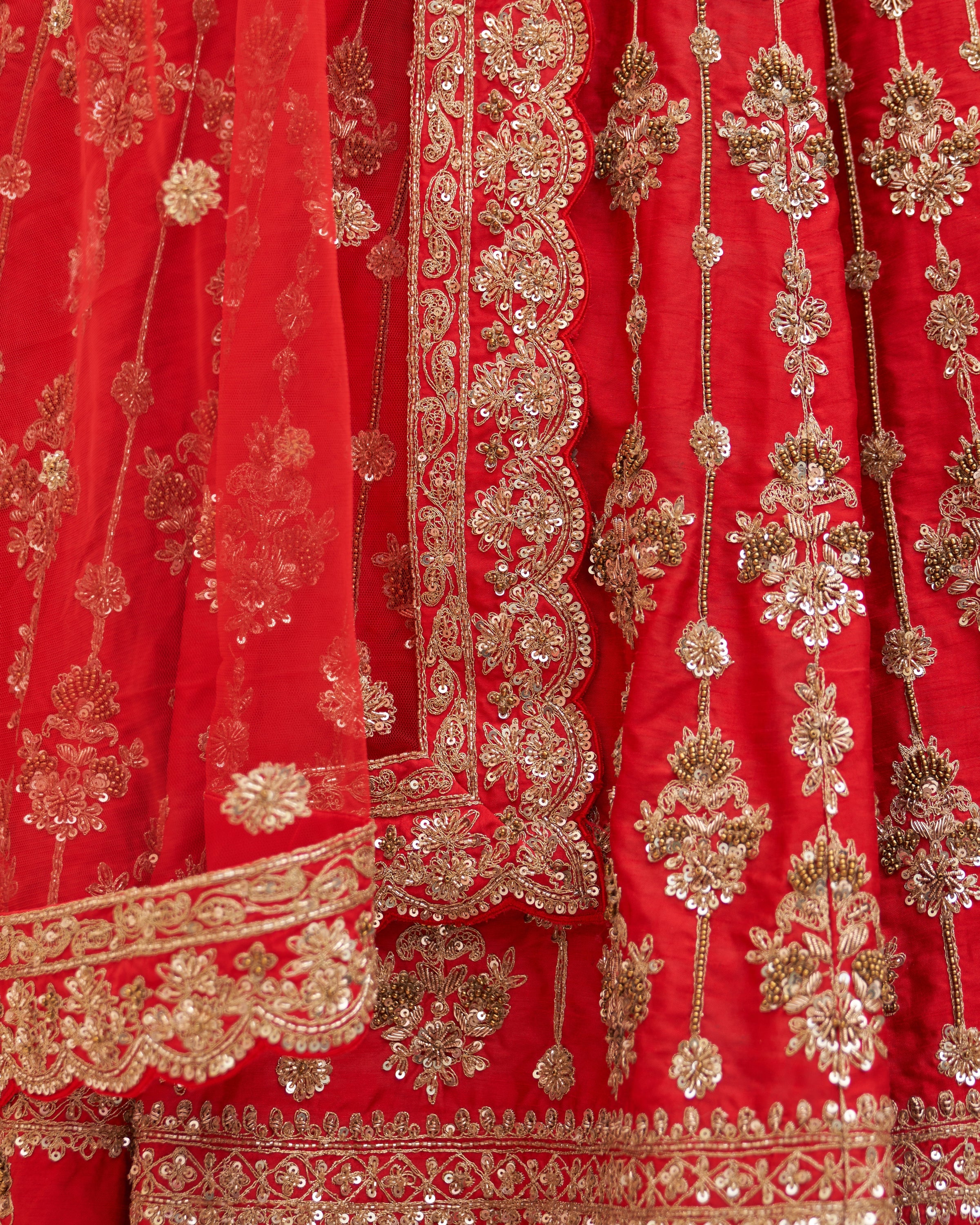Jona Red Raw Silk Lehenga Set